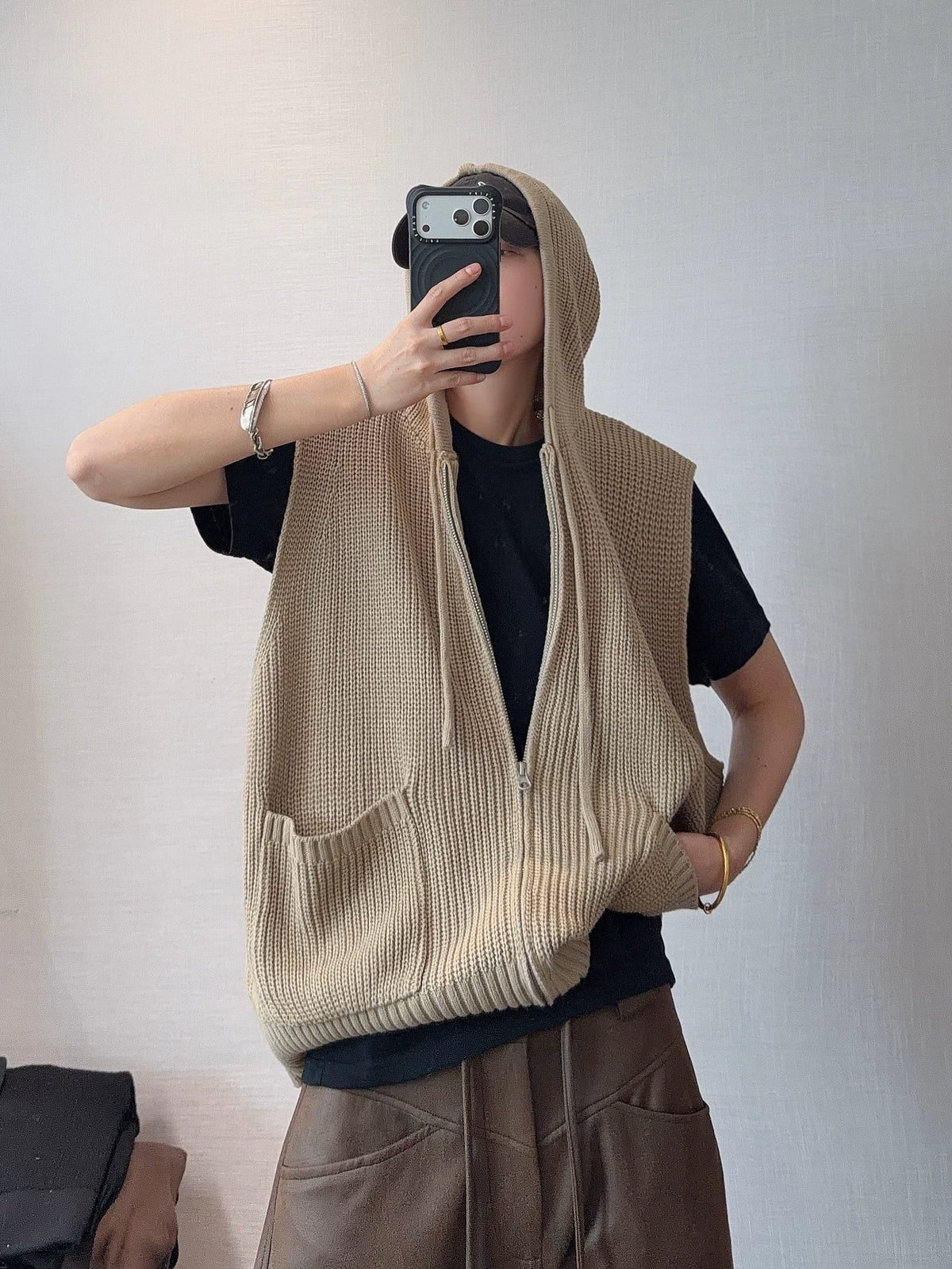 Double Zip Rib Knit Vest DAZ0008