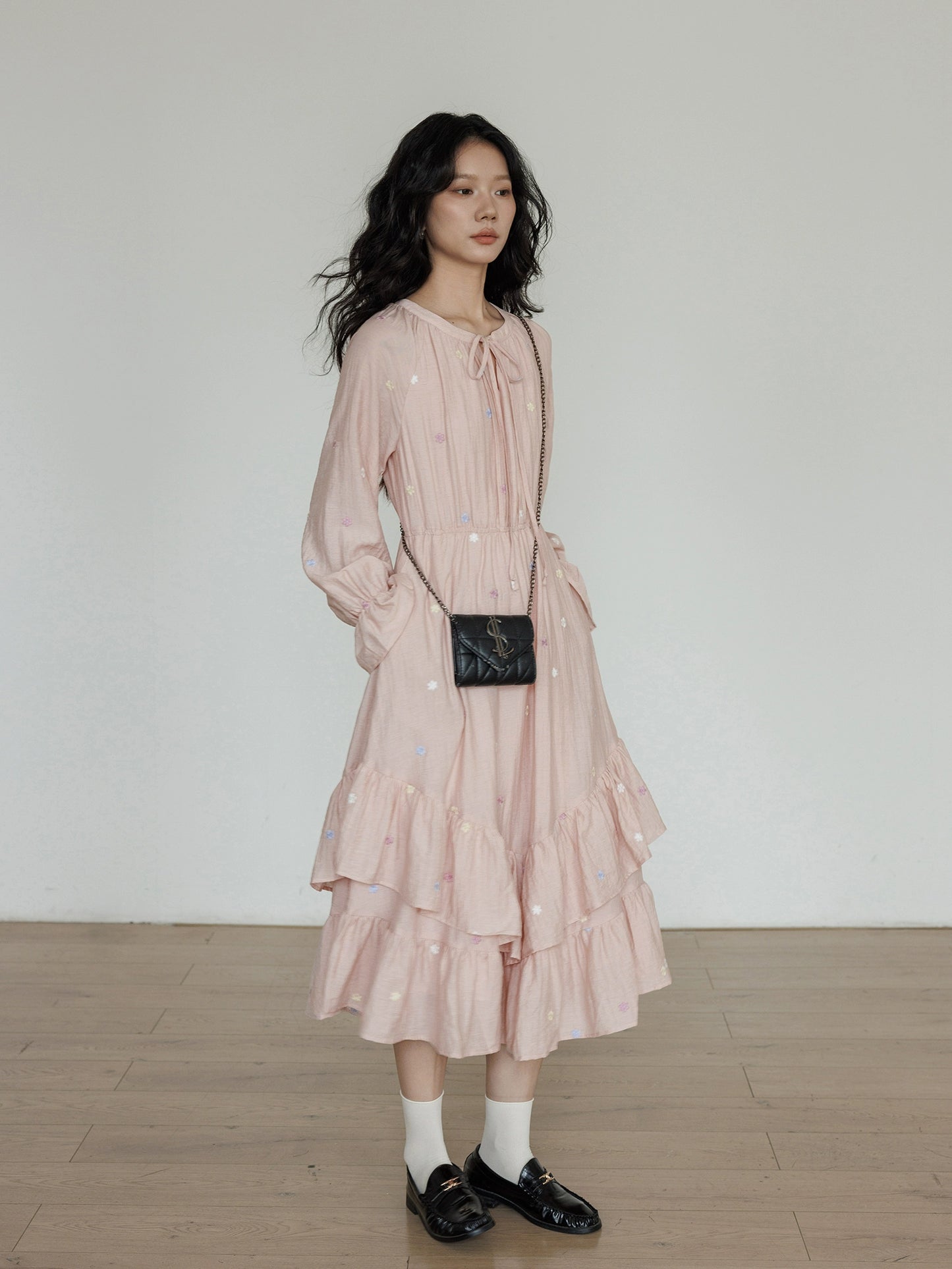 Small Floral Embroidery Long Dress VAS0156