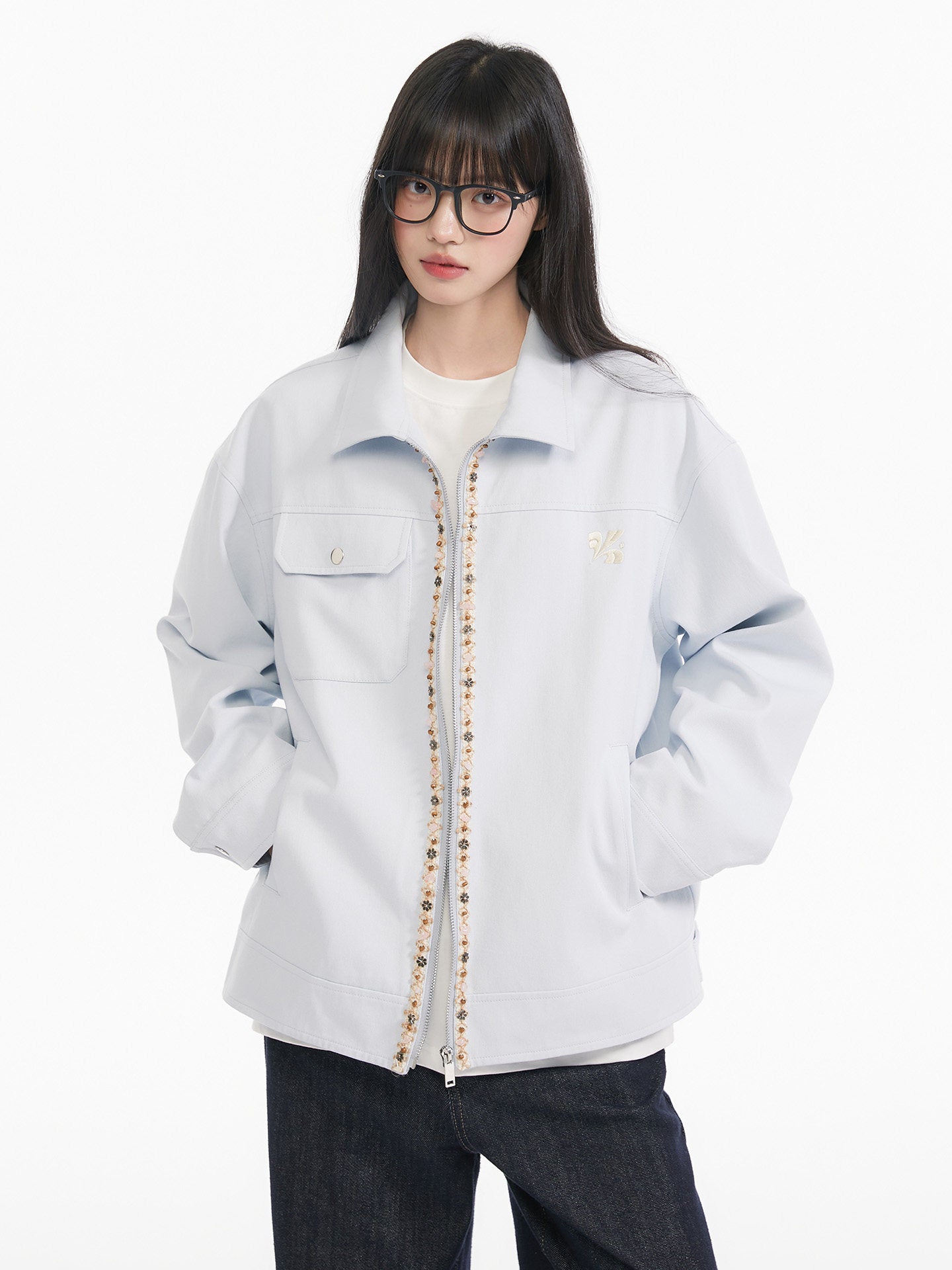 Ribbon Spliced Collar Jacket KIP0003