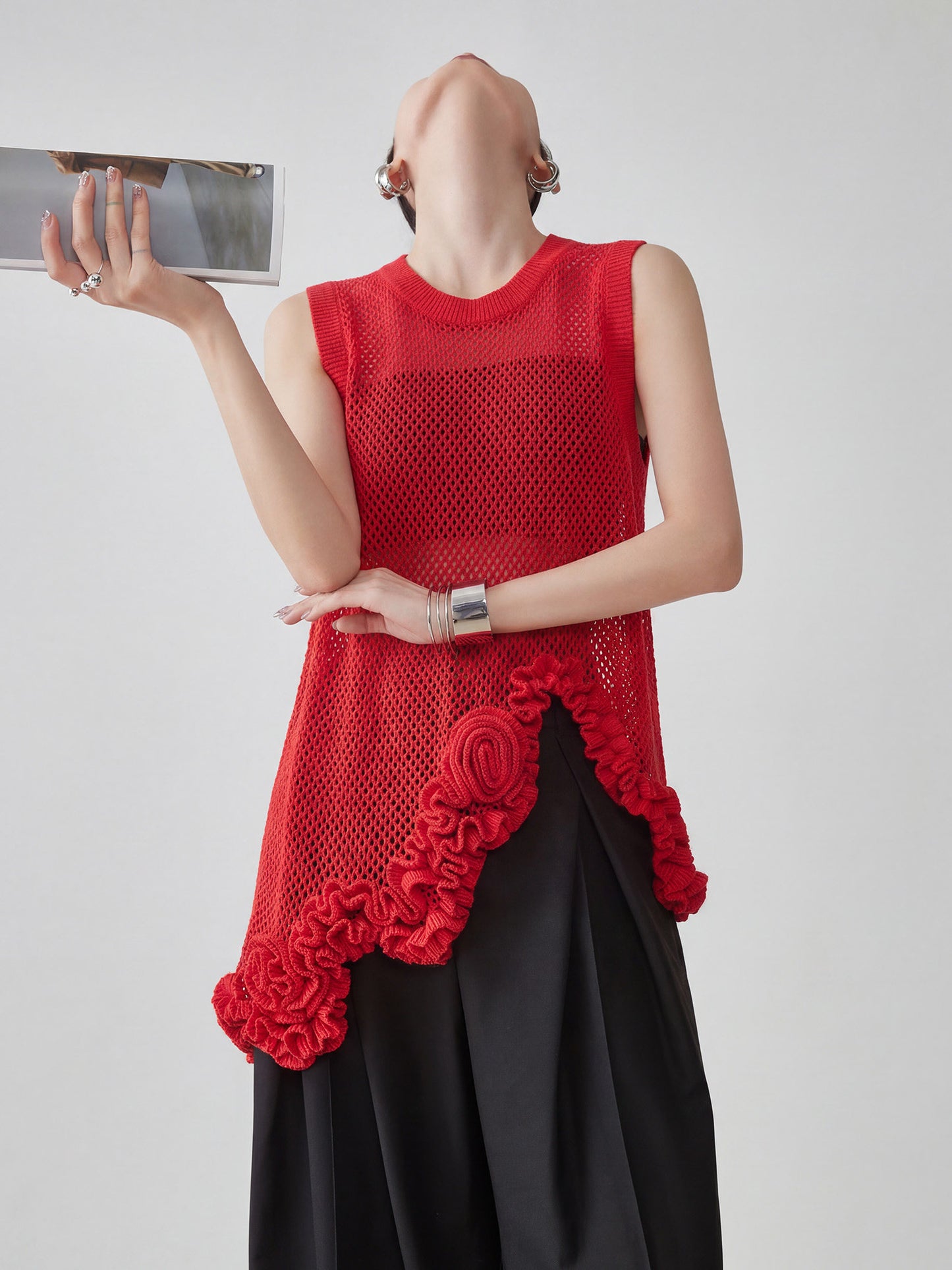 Corsage Lace Knit Vest FER0220