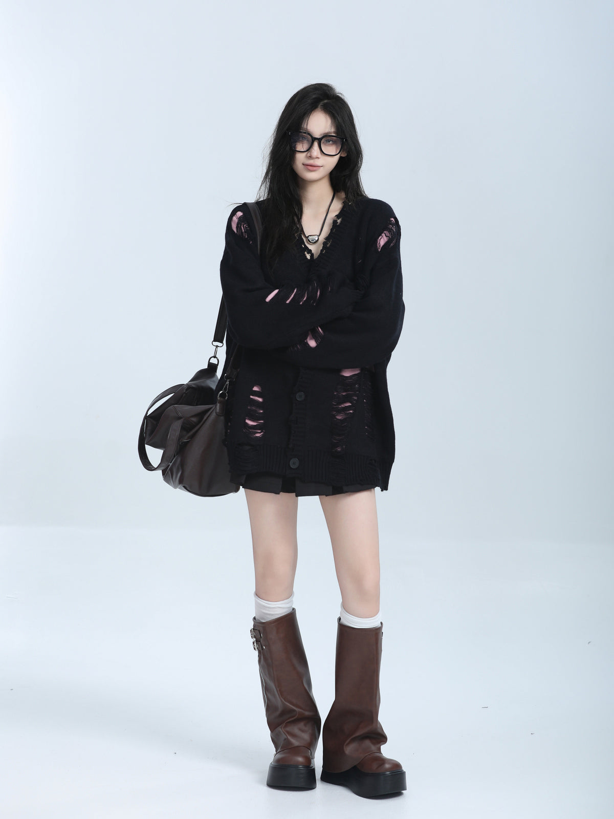 Distressed Knit Cardigan WLS0005