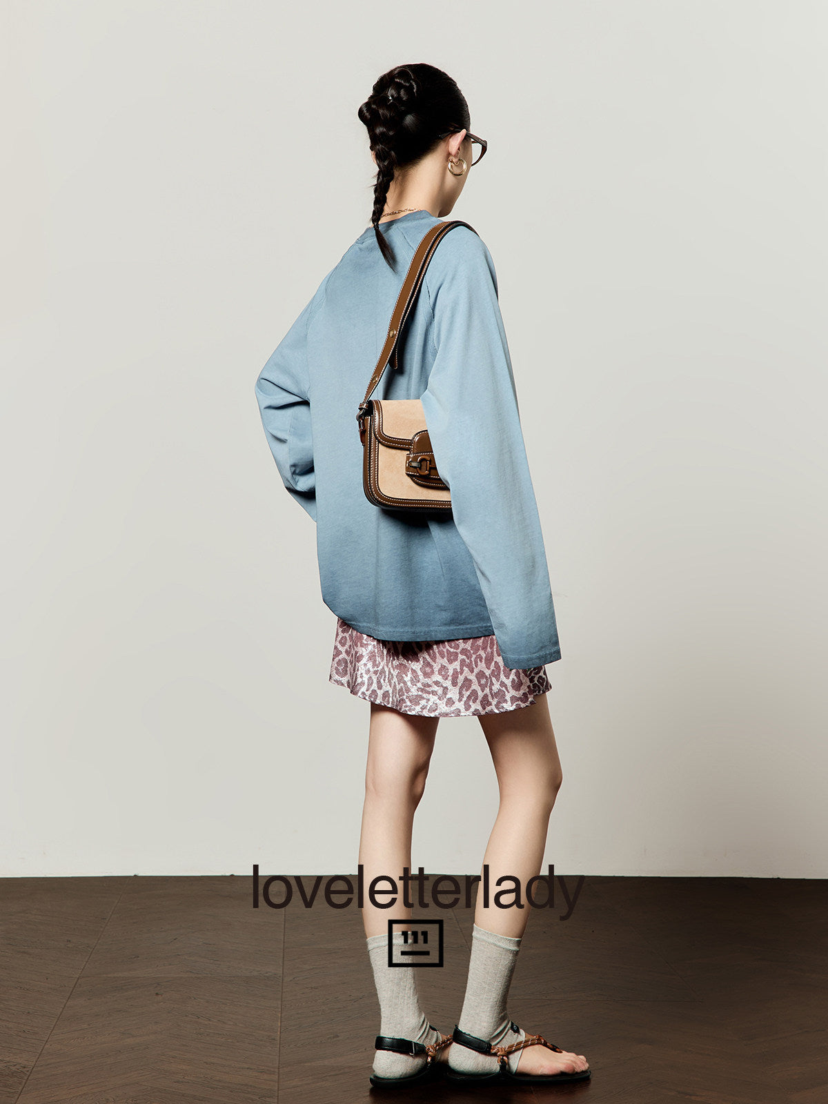 Leopard Print Oversized Sweatshirt / Leopard Mini Skirt LLA0666