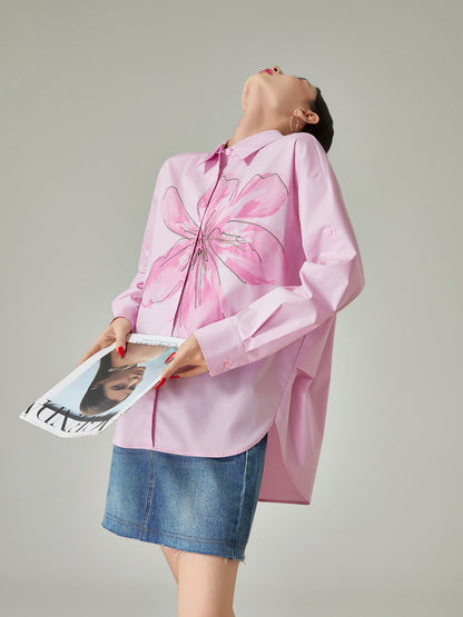 Flower Print Long-Sleeve Shirt FER0075
