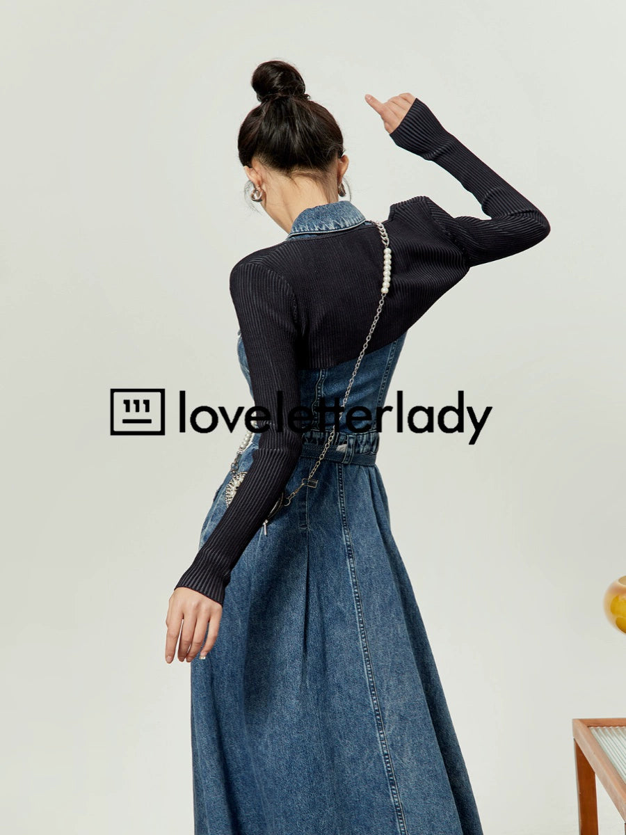 Vintage Denim Slit Long Dress LLA0073