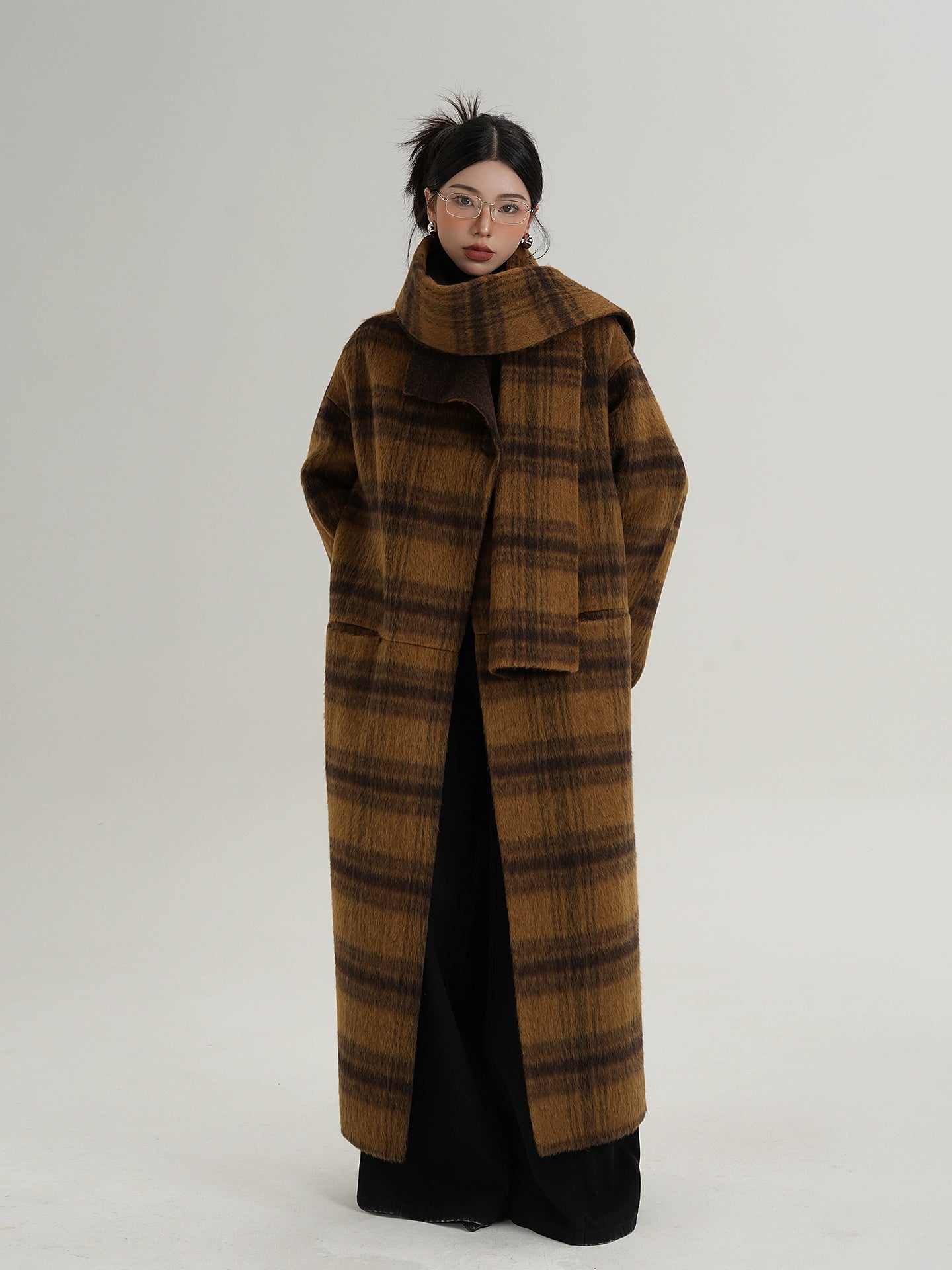 Plaid Long Wool Coat SRS0390
