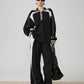 Color-Contrast Collared Long-Sleeve / Casual Wide Pants  FER0378