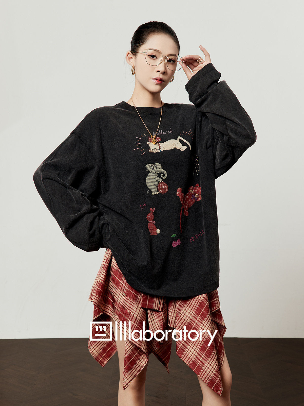 Animal & Patchwork Oversized Sweatshirt LLA0668
