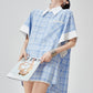 Plaid Patchwork Short-Sleeve Shirt FER0178