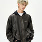 Leather Padded Bomber Jacket MAD0007
