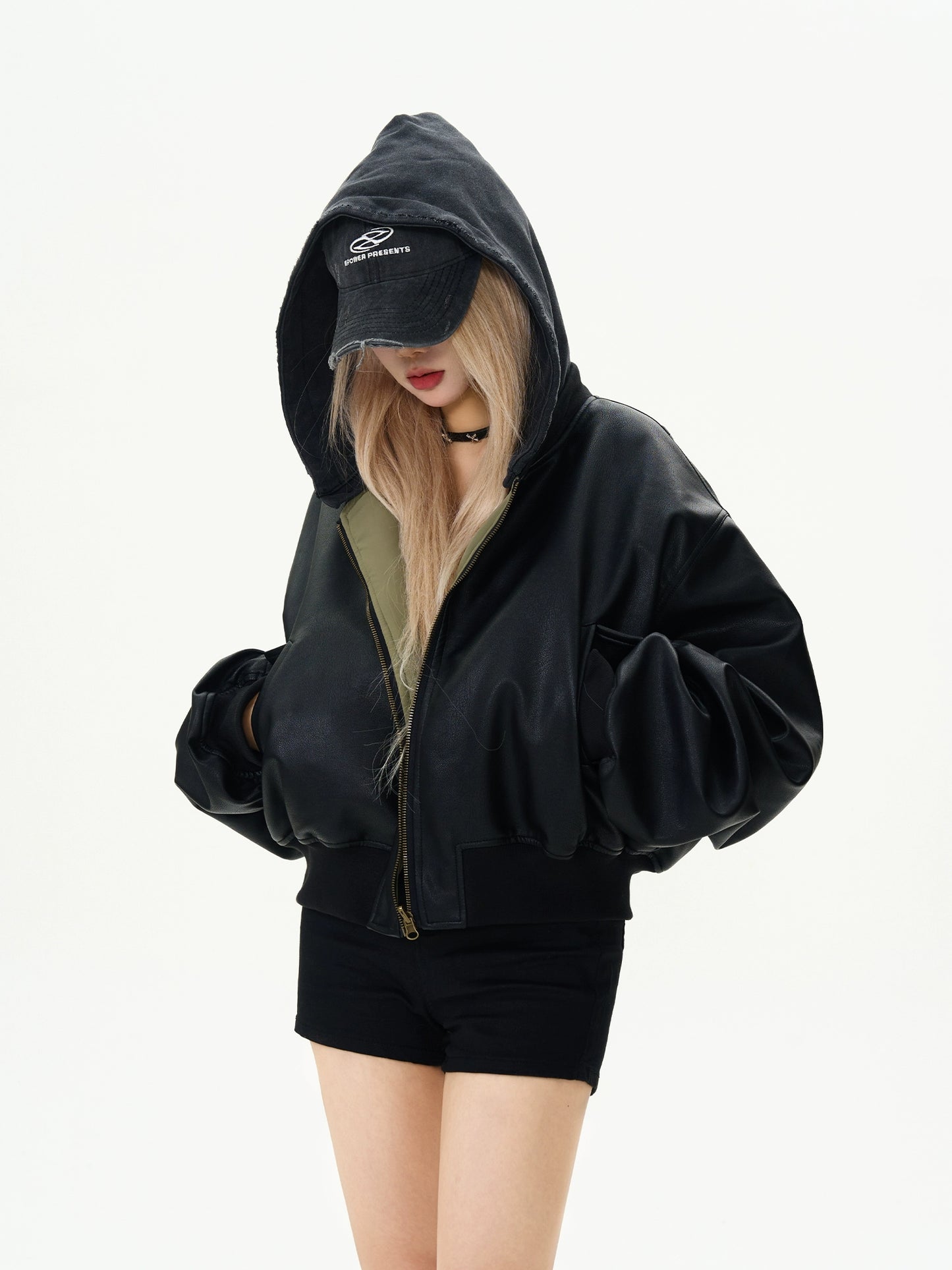 Reversible Bomber Leather Jacket MAD0008