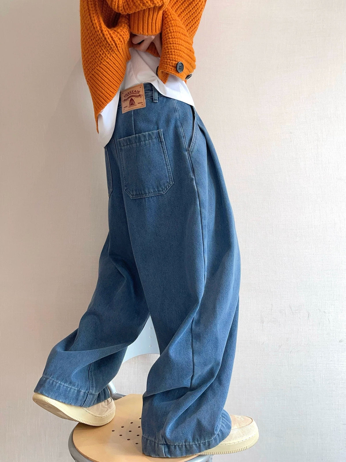 Retro Washed Blue Wide Jeans DAZ0001