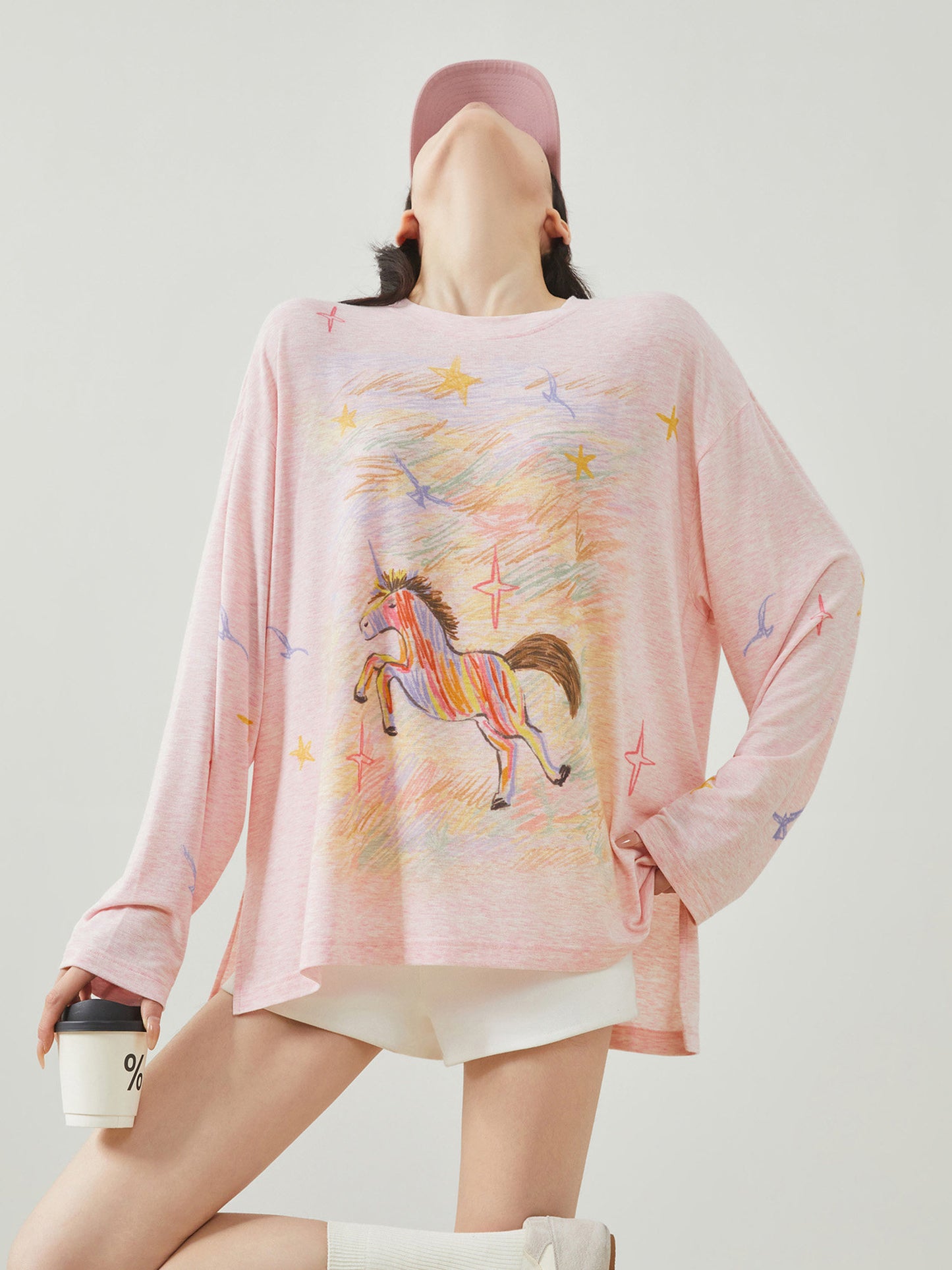 Pony Print Long-Sleeve T-Shirt FER0035
