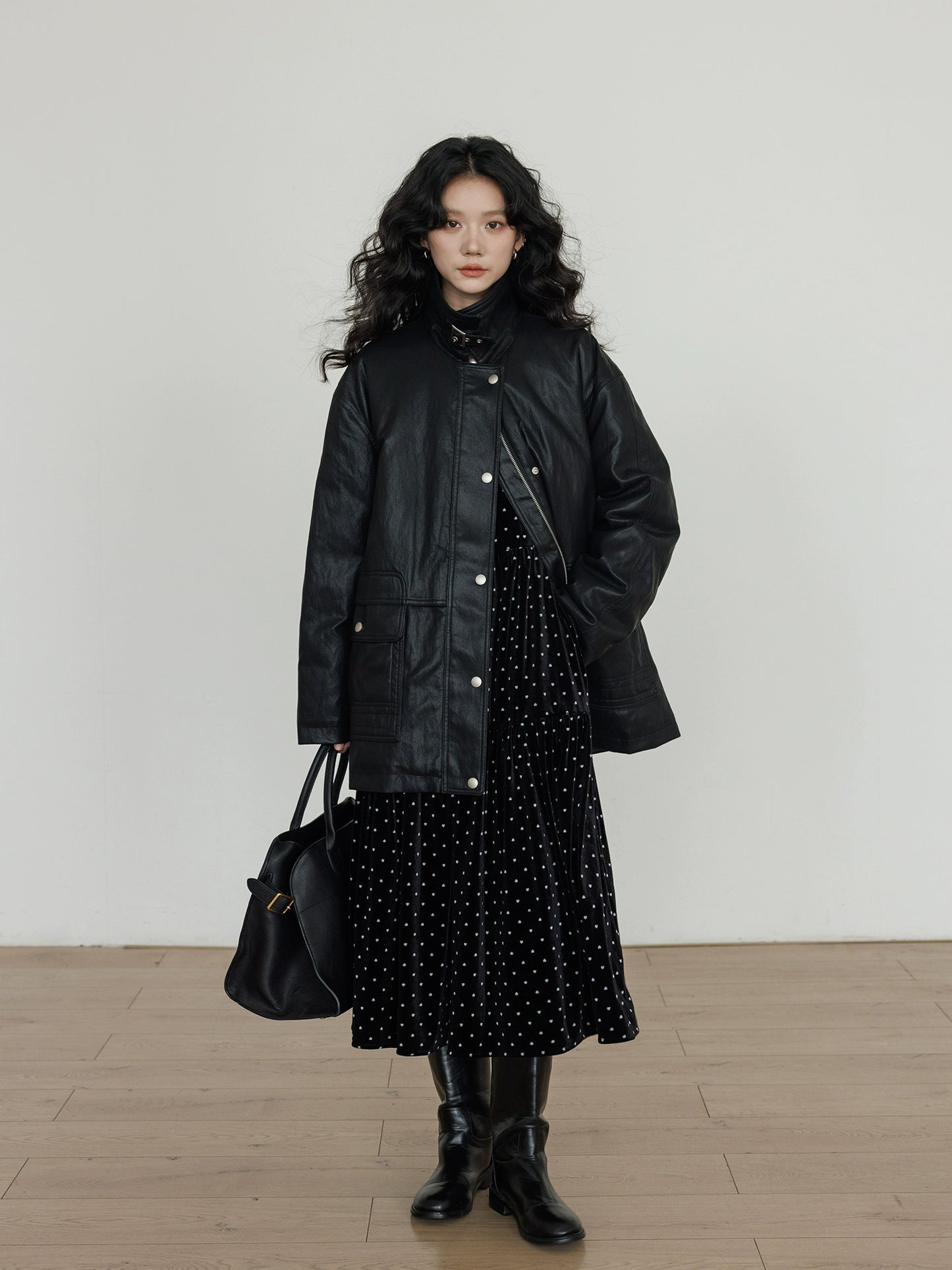 Lapel Leather Jacket VAS0174