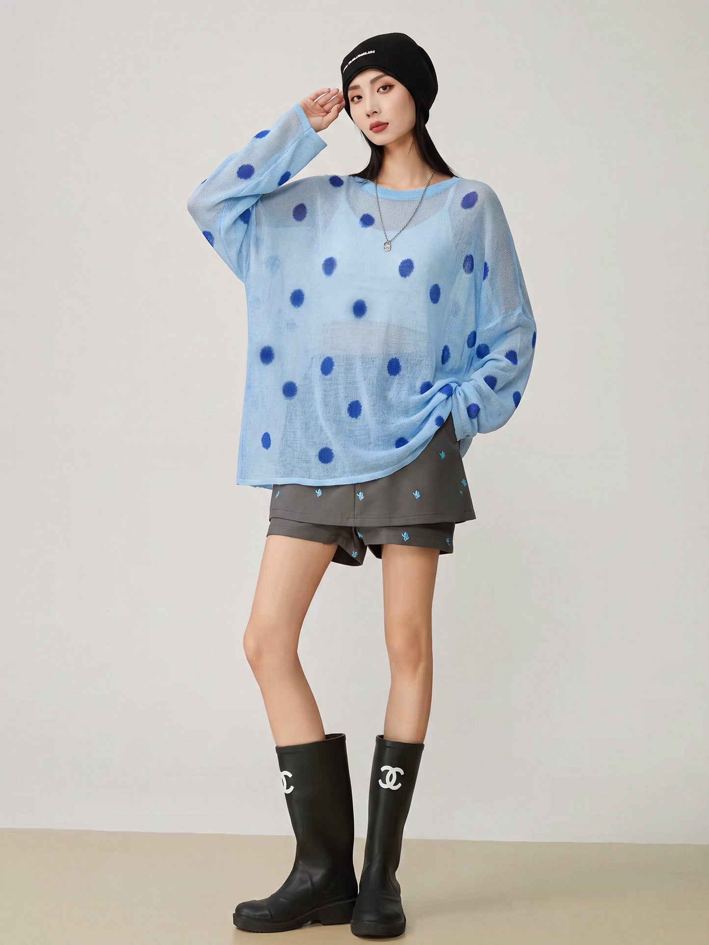 Polka Dot Sheer Loose Knit FER0363