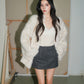 Collarless Fur Coat/Mini Skirt OLD0003