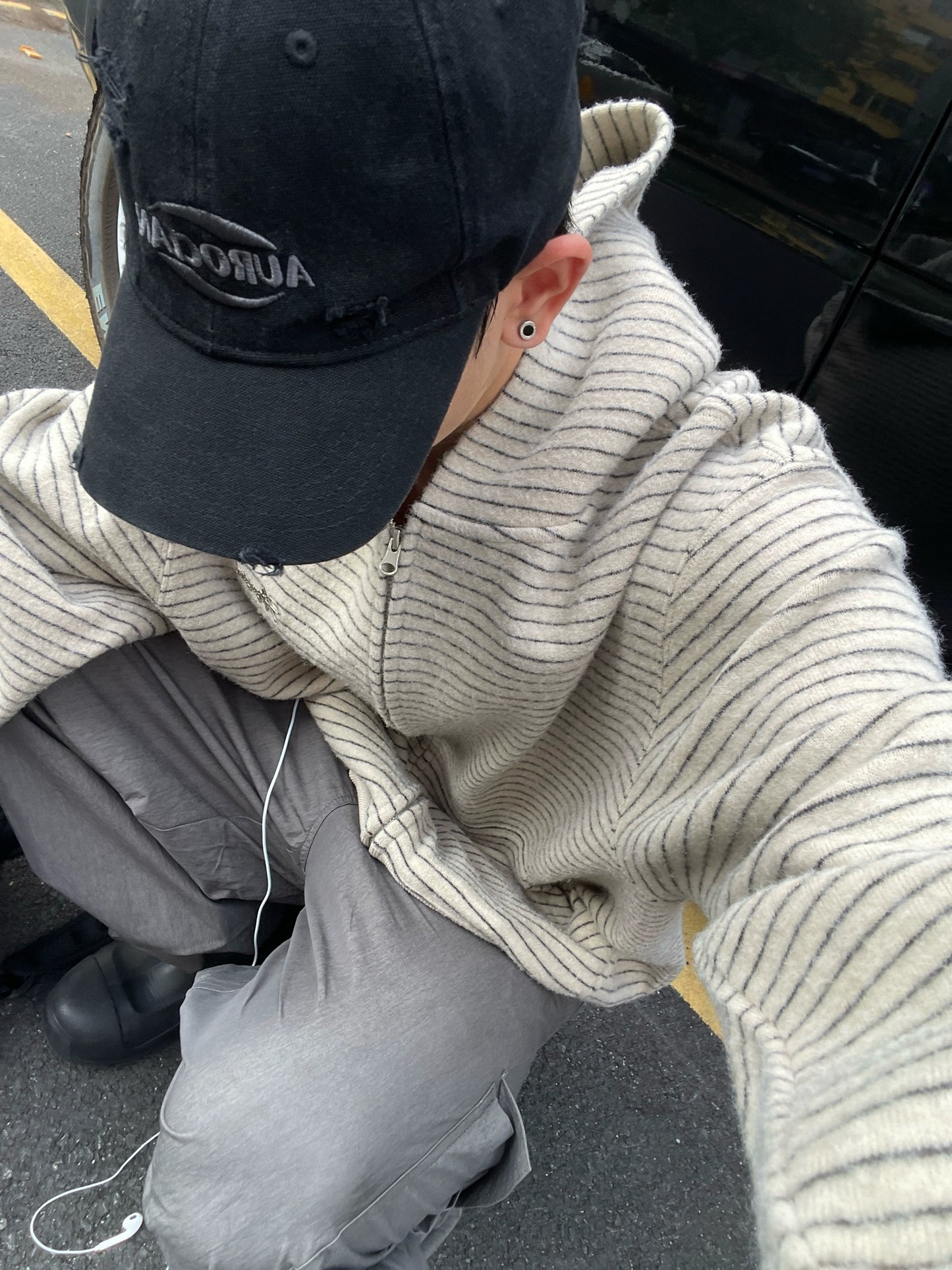 Stripe Zip Up Hoodie FLG0008