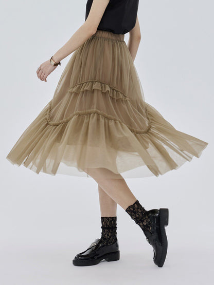 Ruffled Mid-Length Skirt SHN0028