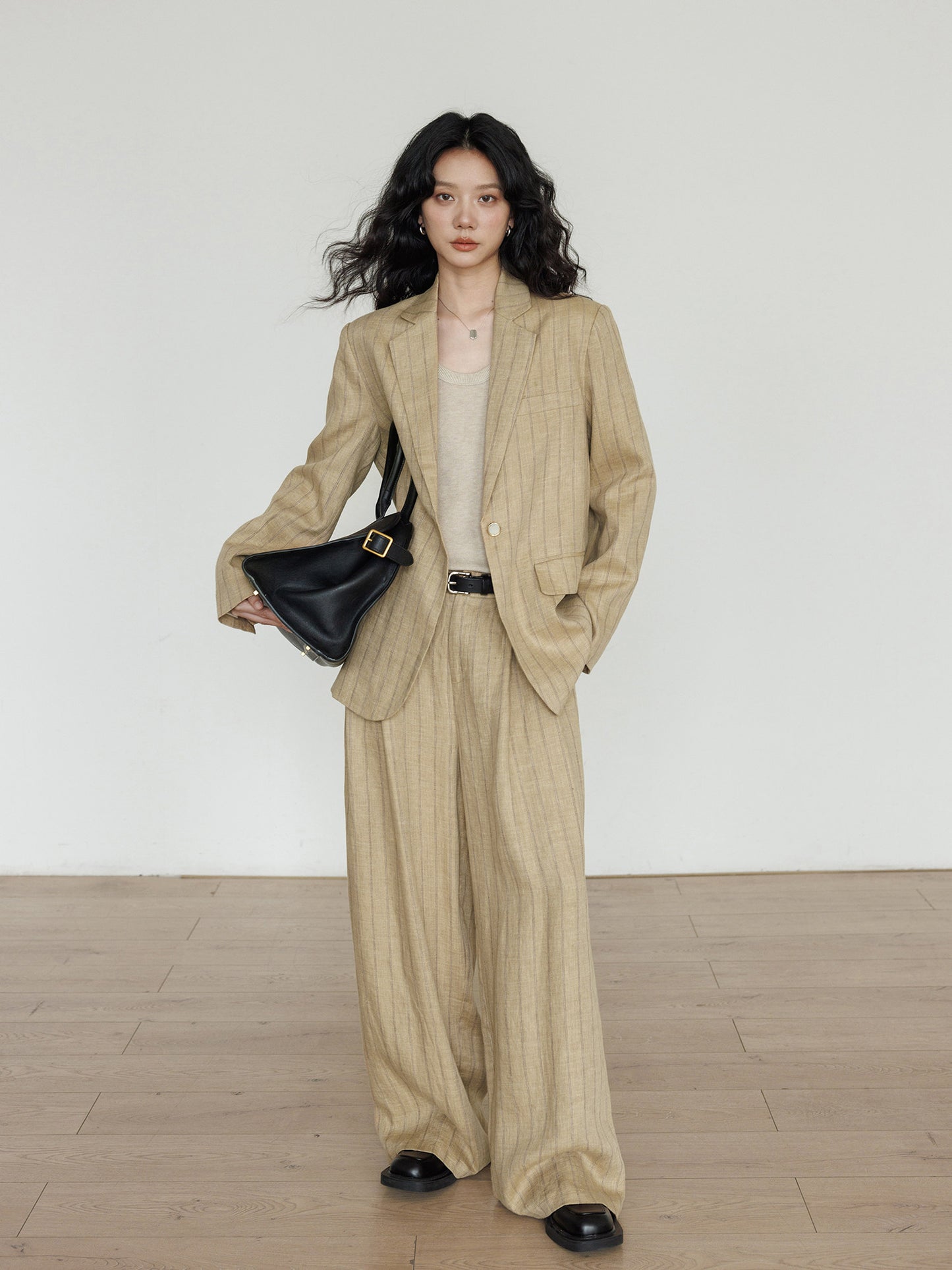 Stripe Design Blazer Jacket / Casual Wide Pants VAS0189
