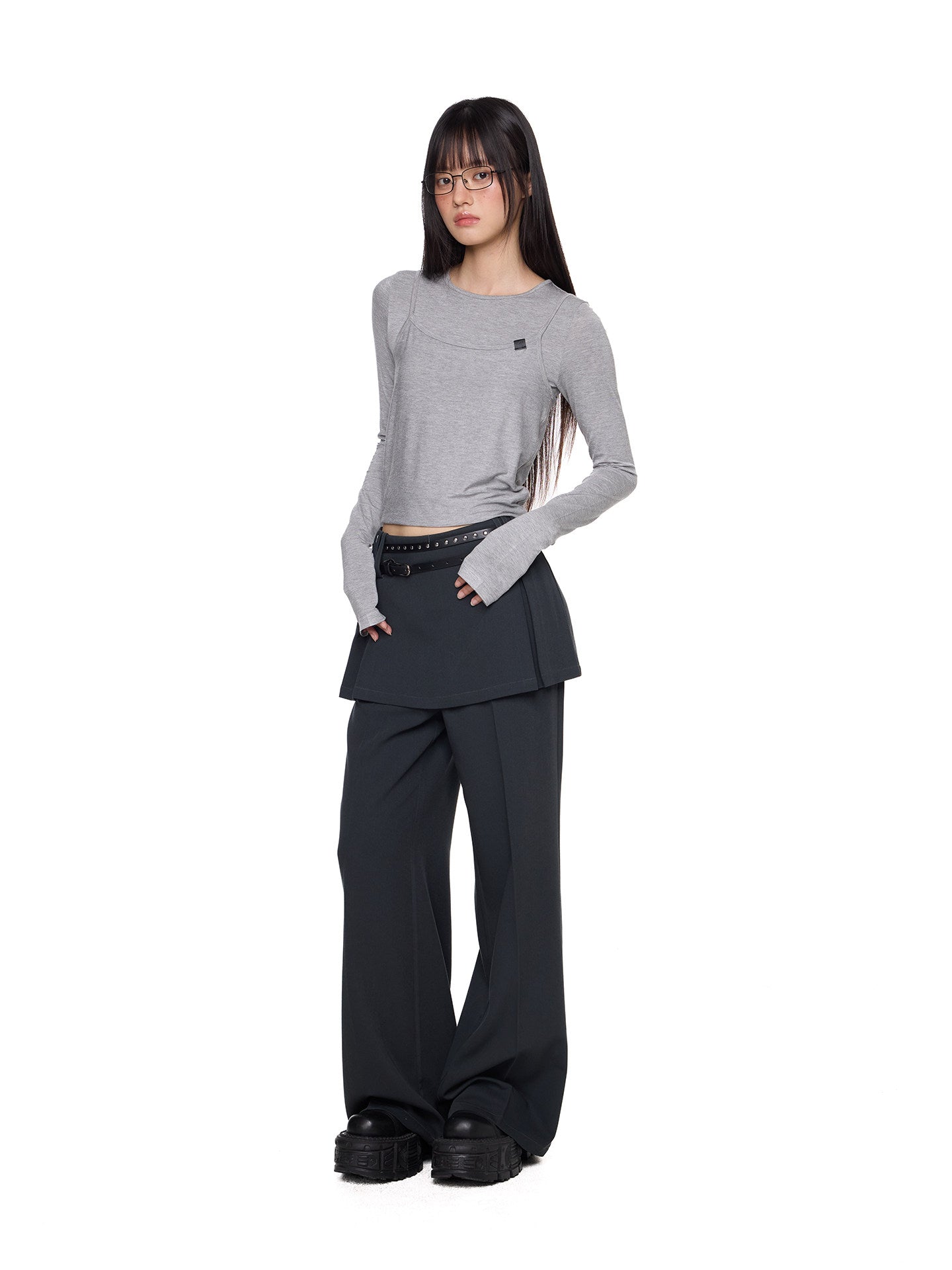 Straight-Leg Skirt-Pants EZK0093