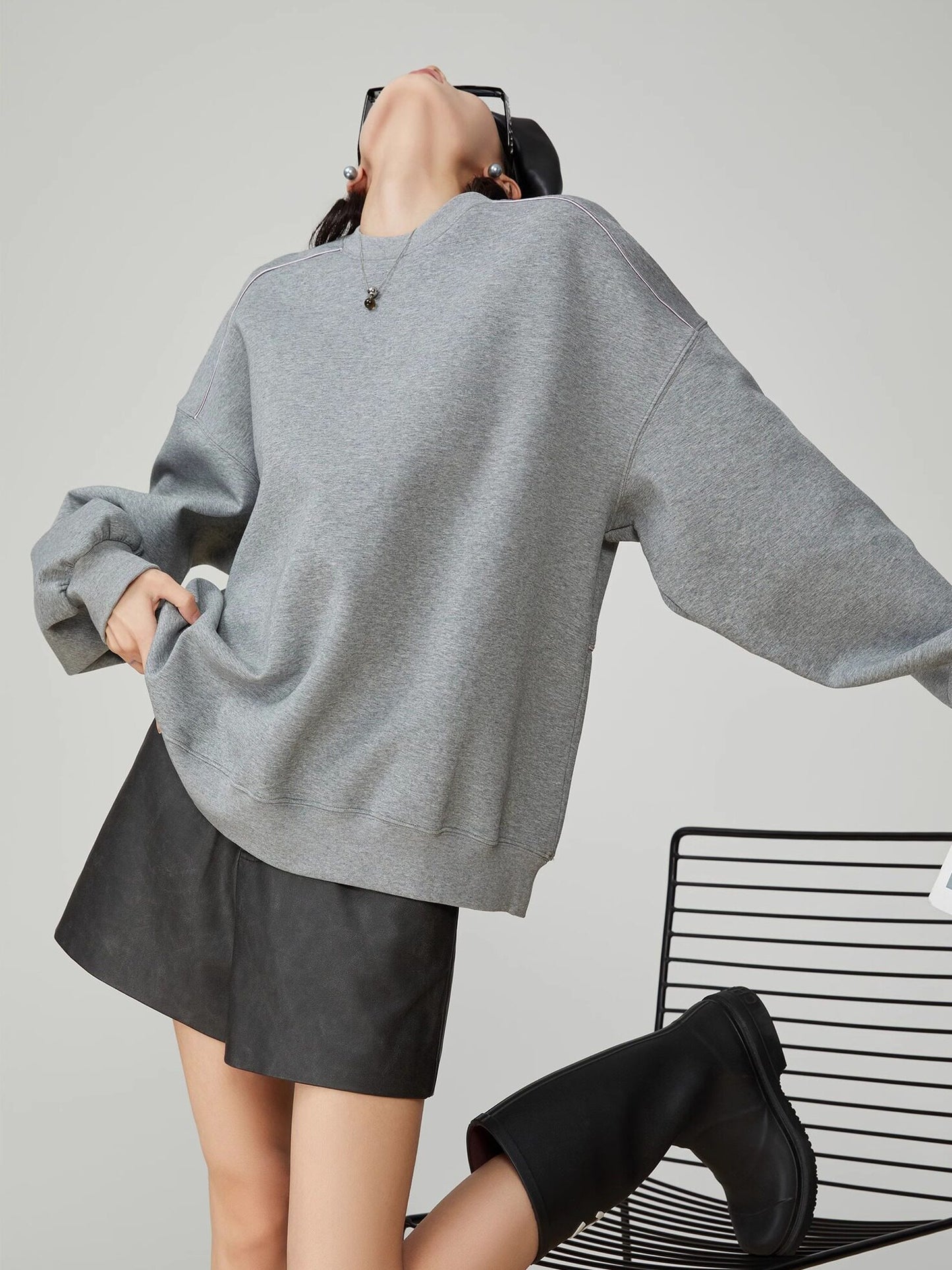 Back Print Crew Neck Pullover Top FER0054