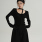 Round Neck Long Sleeve T-Shirt with Choker SRS0327