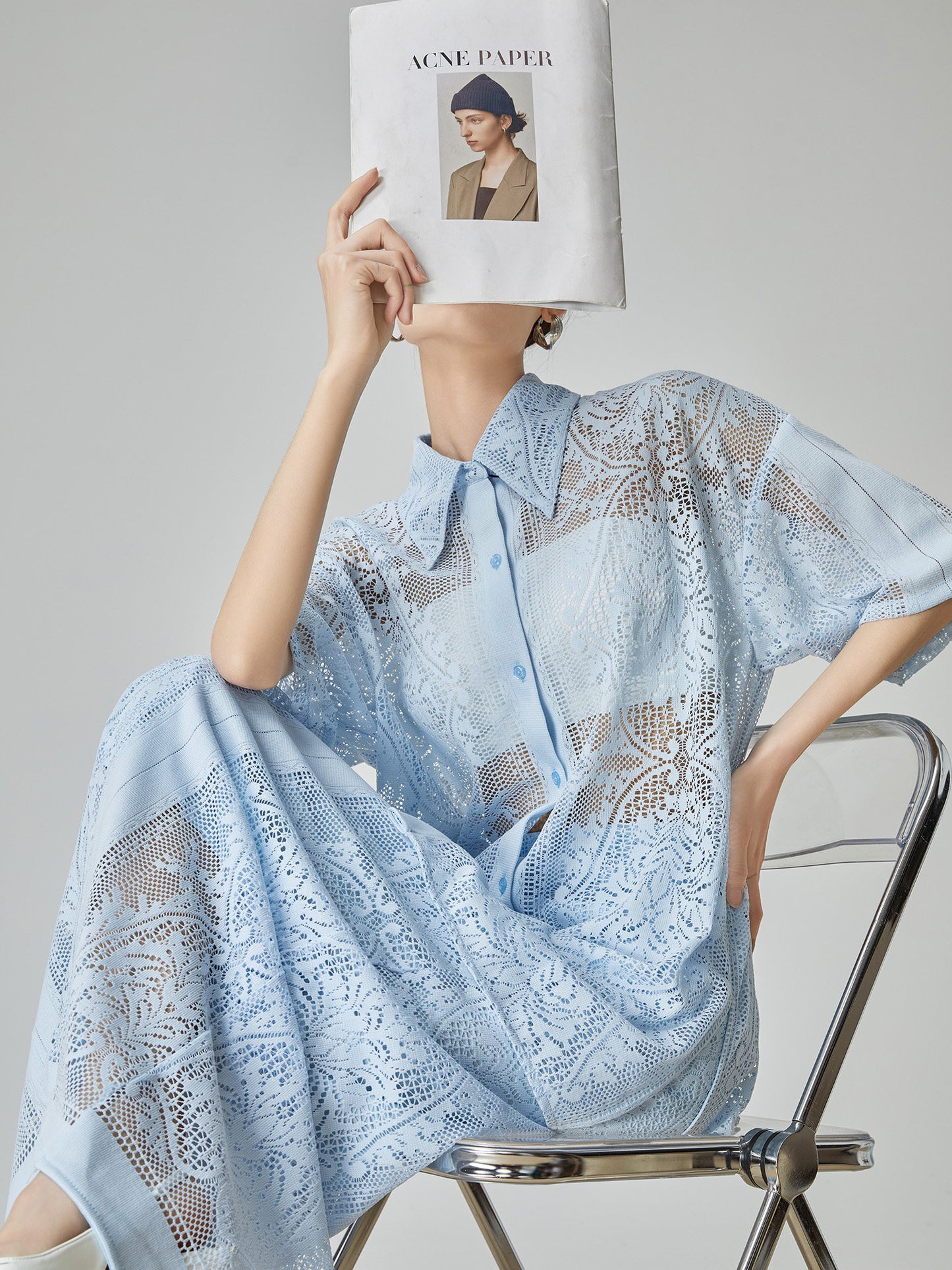 Panel Lace Color Shirt / Ornament Panel Lace Skirt FER0107