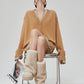 V-Neck Long Sleeve Knit Docking Shirt FER0037