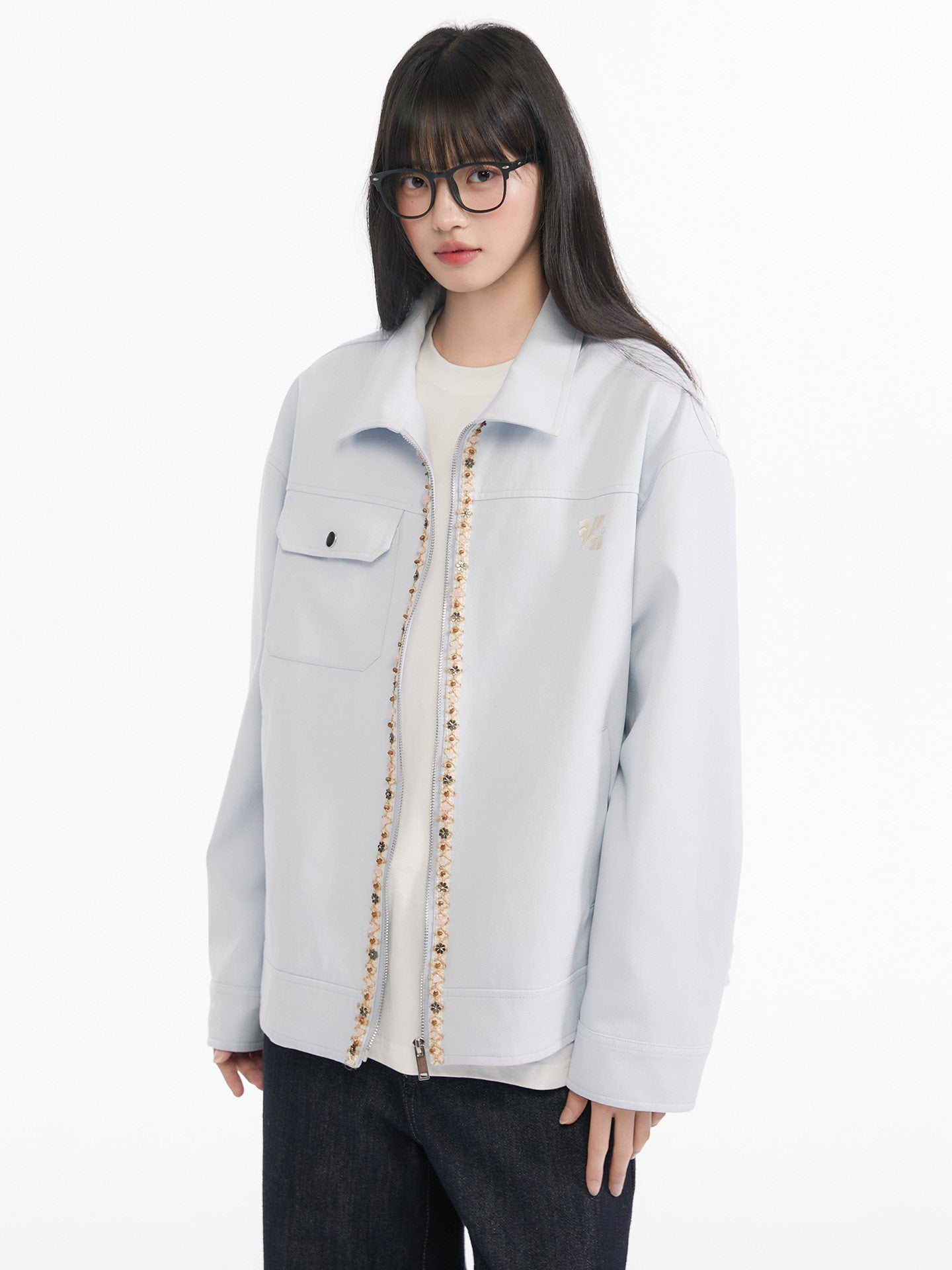 Ribbon Spliced Collar Jacket KIP0003