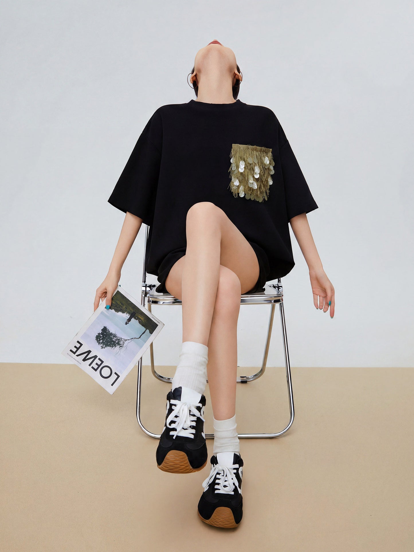 Sequin Pocket Short-Sleeve T-Shirt FER0331
