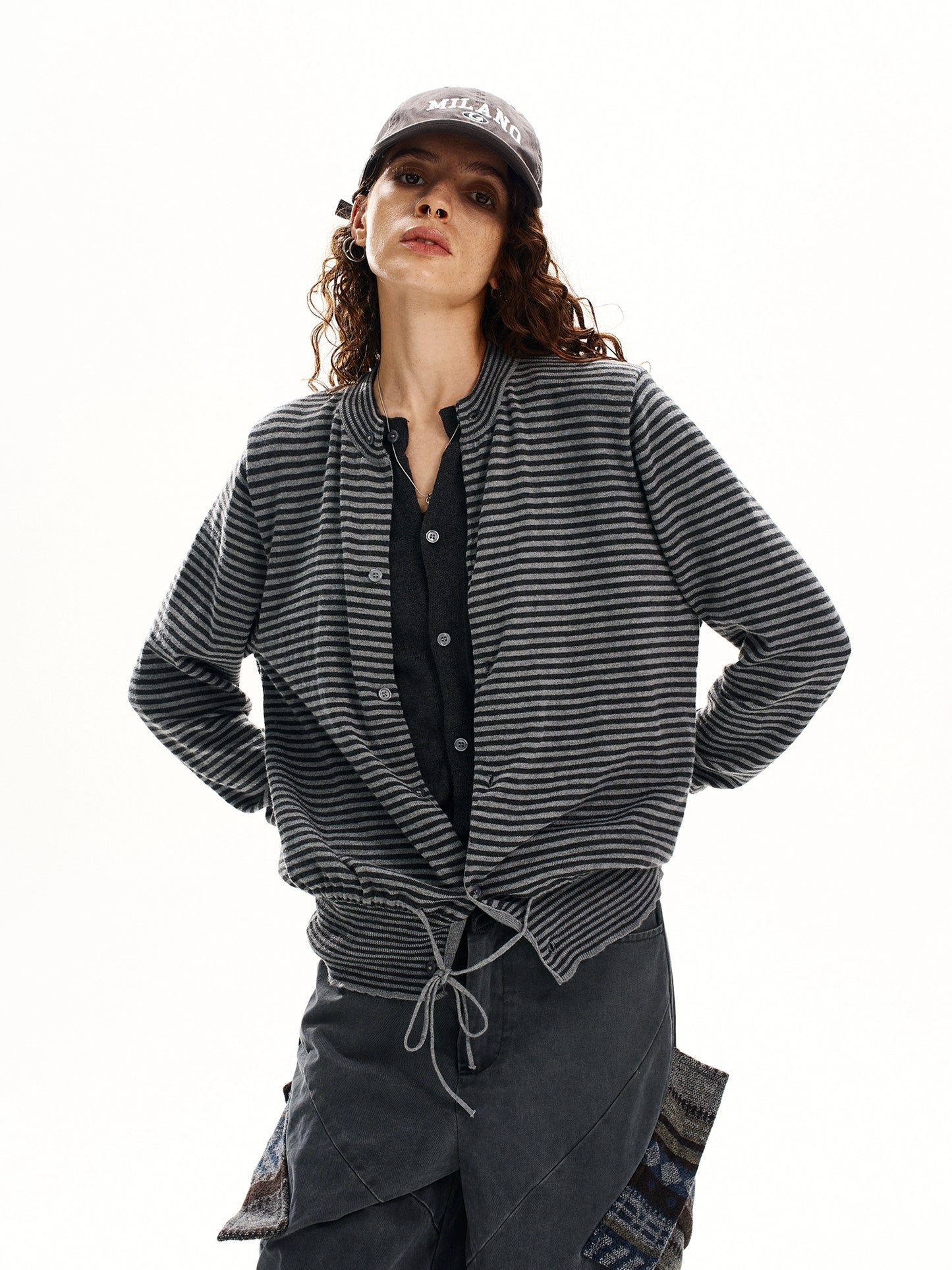 Stripe Two Piece Knit Sweater HGX0040