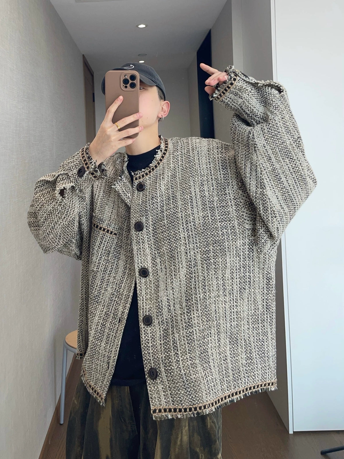 Round-Neck Tweed Jacket DAZ0005