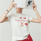 Graphic Short-Sleeve T-Shirt / Polka Dot Mini Skirt LLA0650
