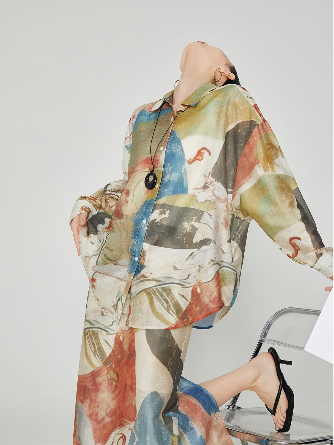 Colorful Art Print Lshirt / Long Skirt FER0359