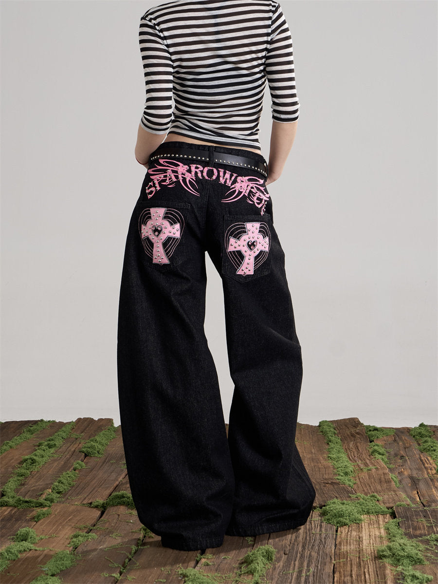 Back Logo Wide Denim Pants ONP0004