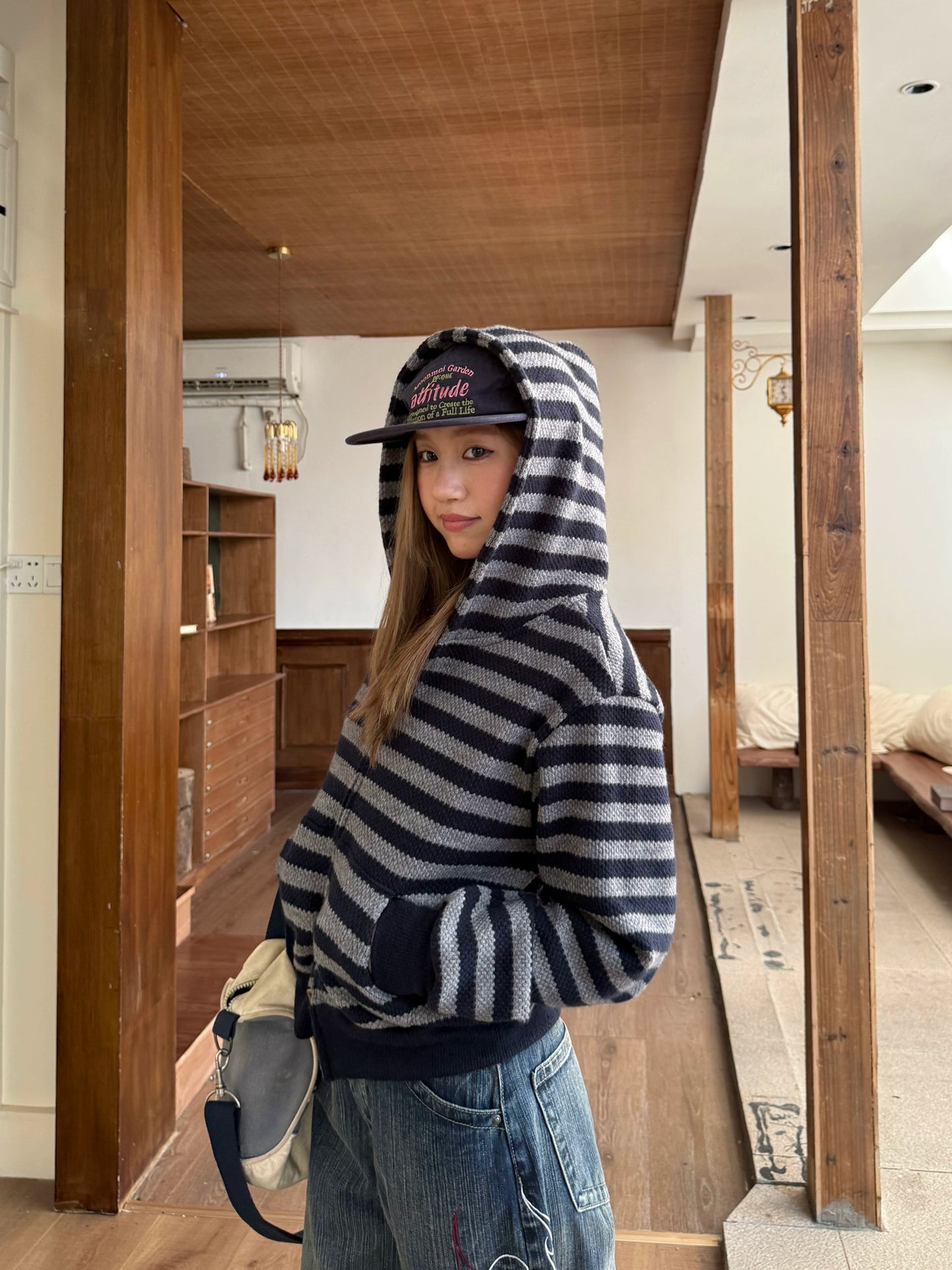 Stripe Knit Zip Hoodie CYE0086