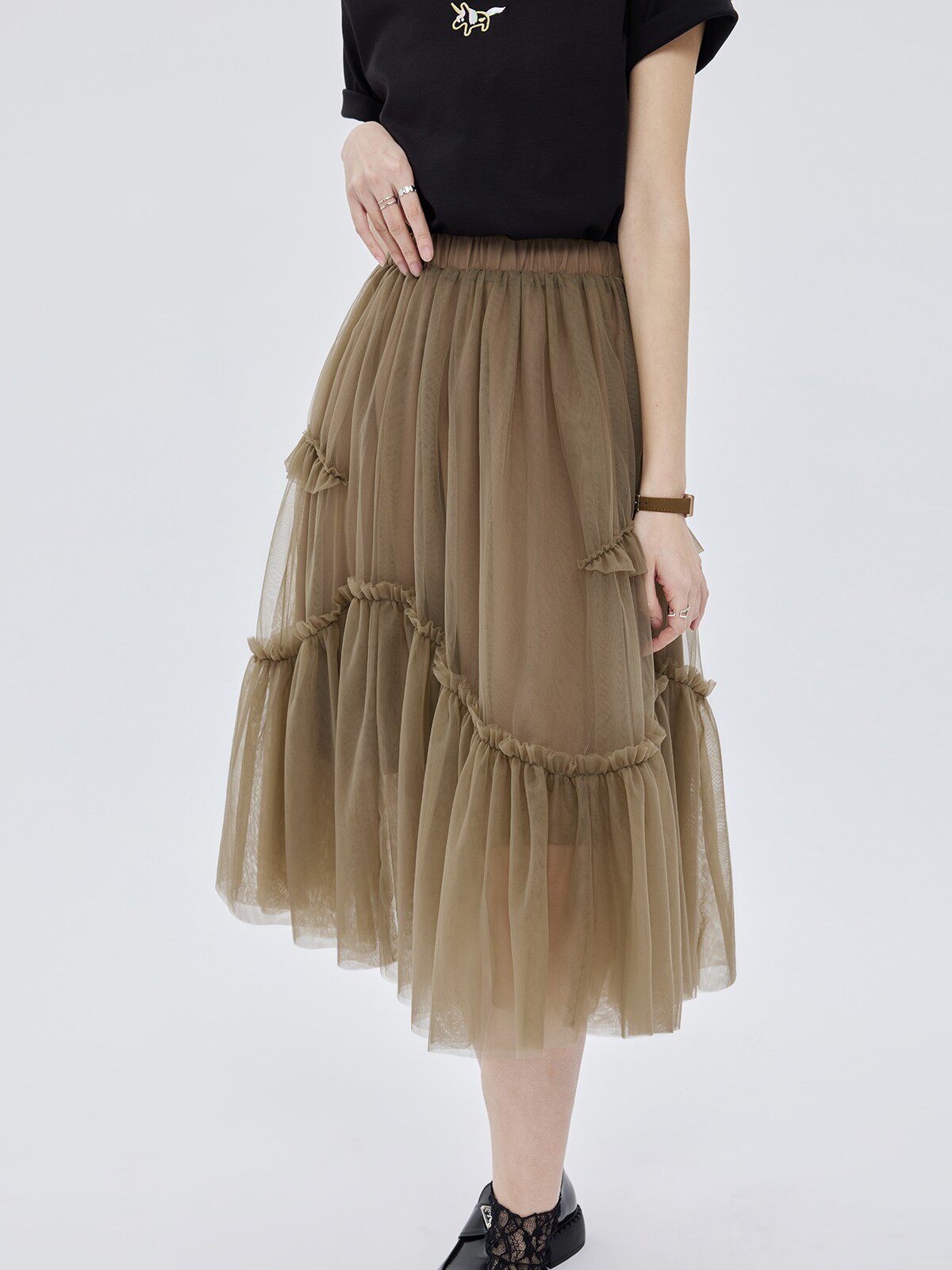 Ruffled Mid-Length Skirt SHN0028