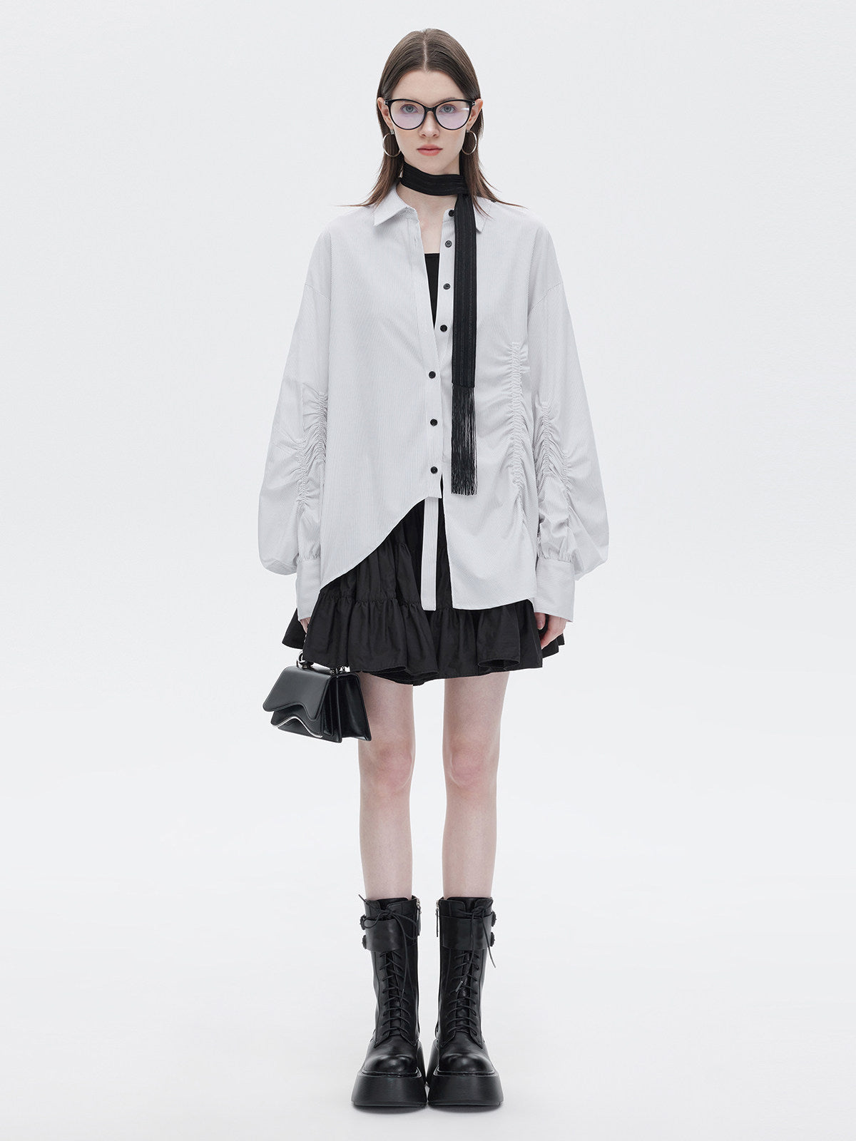 Bamboo Irregular Long-Sleeve Shirt SHN0021