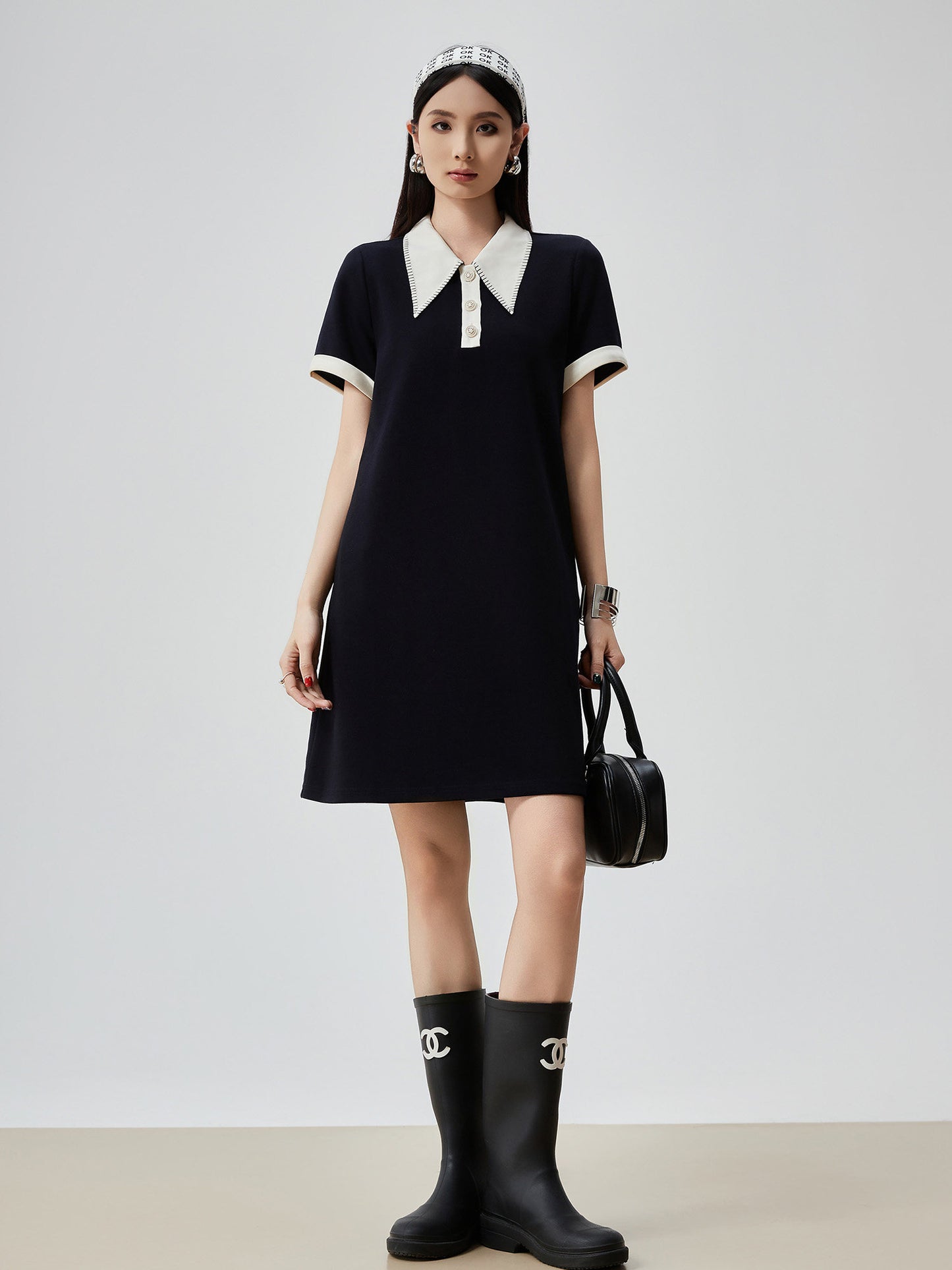 Color-Block Design Polo Dress FER0217