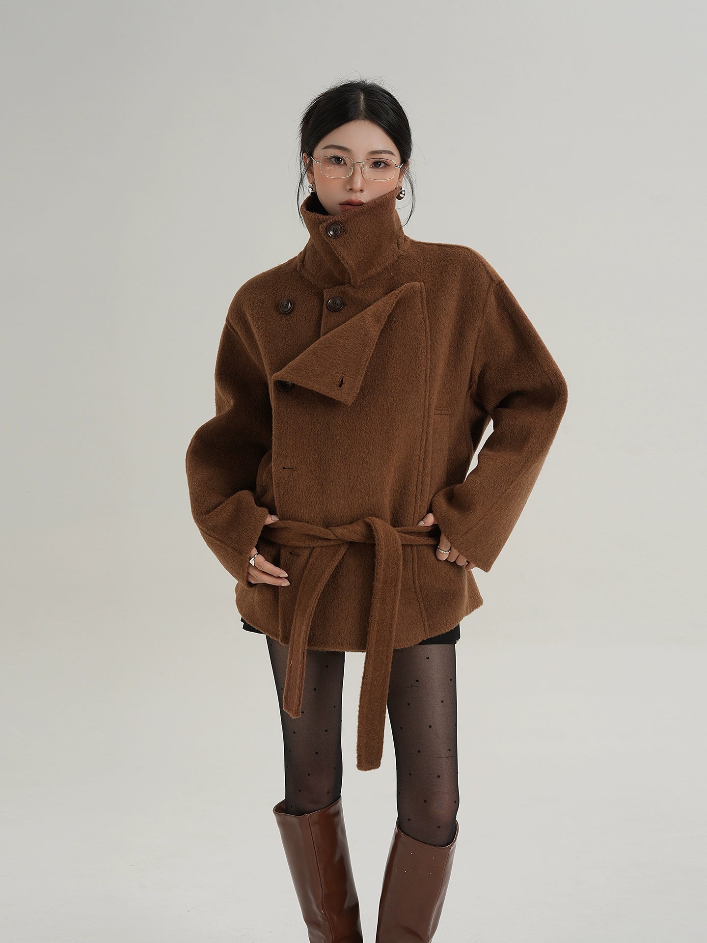 Stand Collar Wool Trench Coat SRS0376