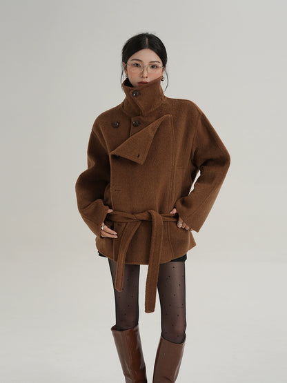 Stand Collar Wool Trench Coat SRS0376