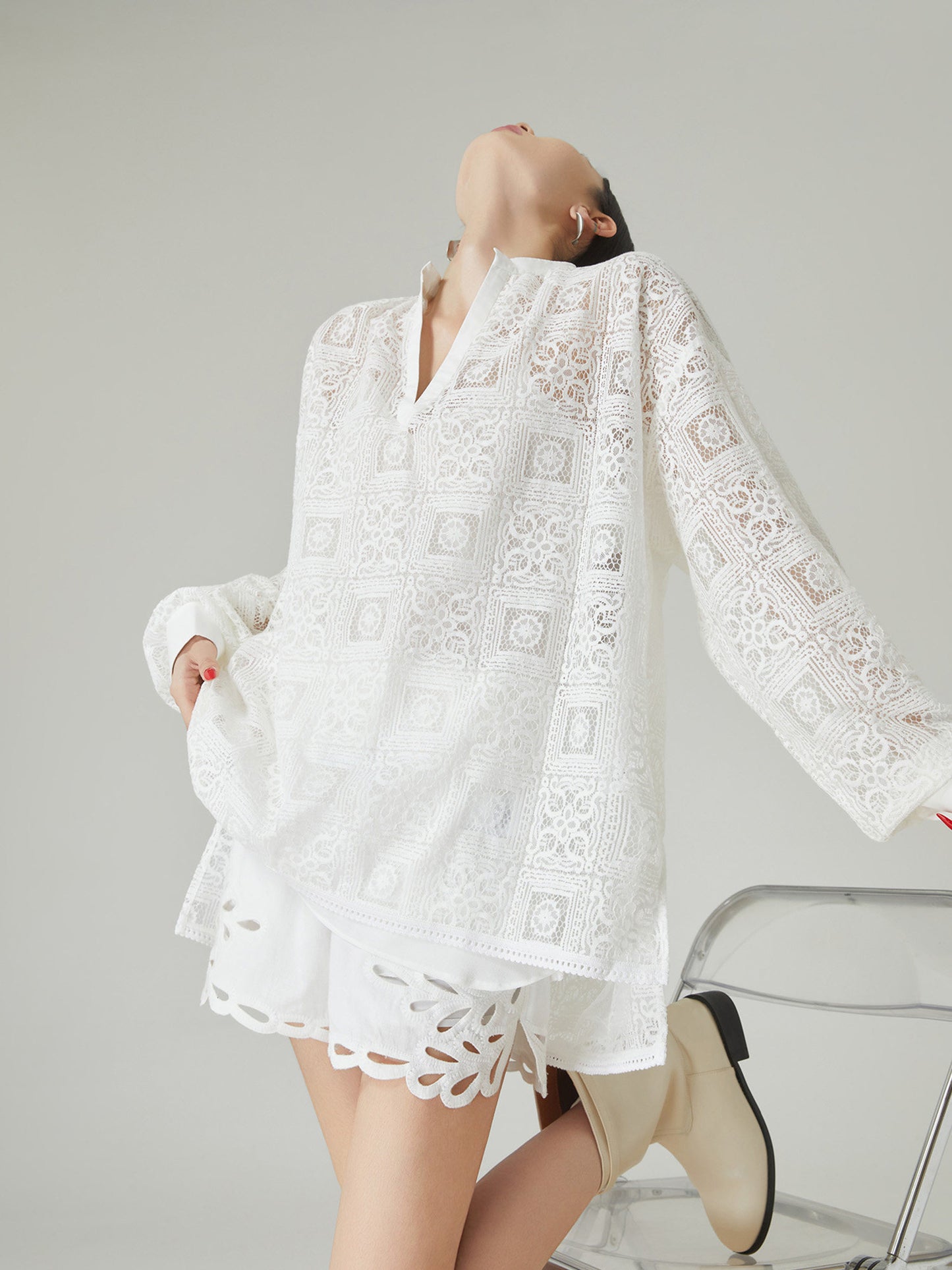 Patchwork Lace Shirt / Shorts FER0130