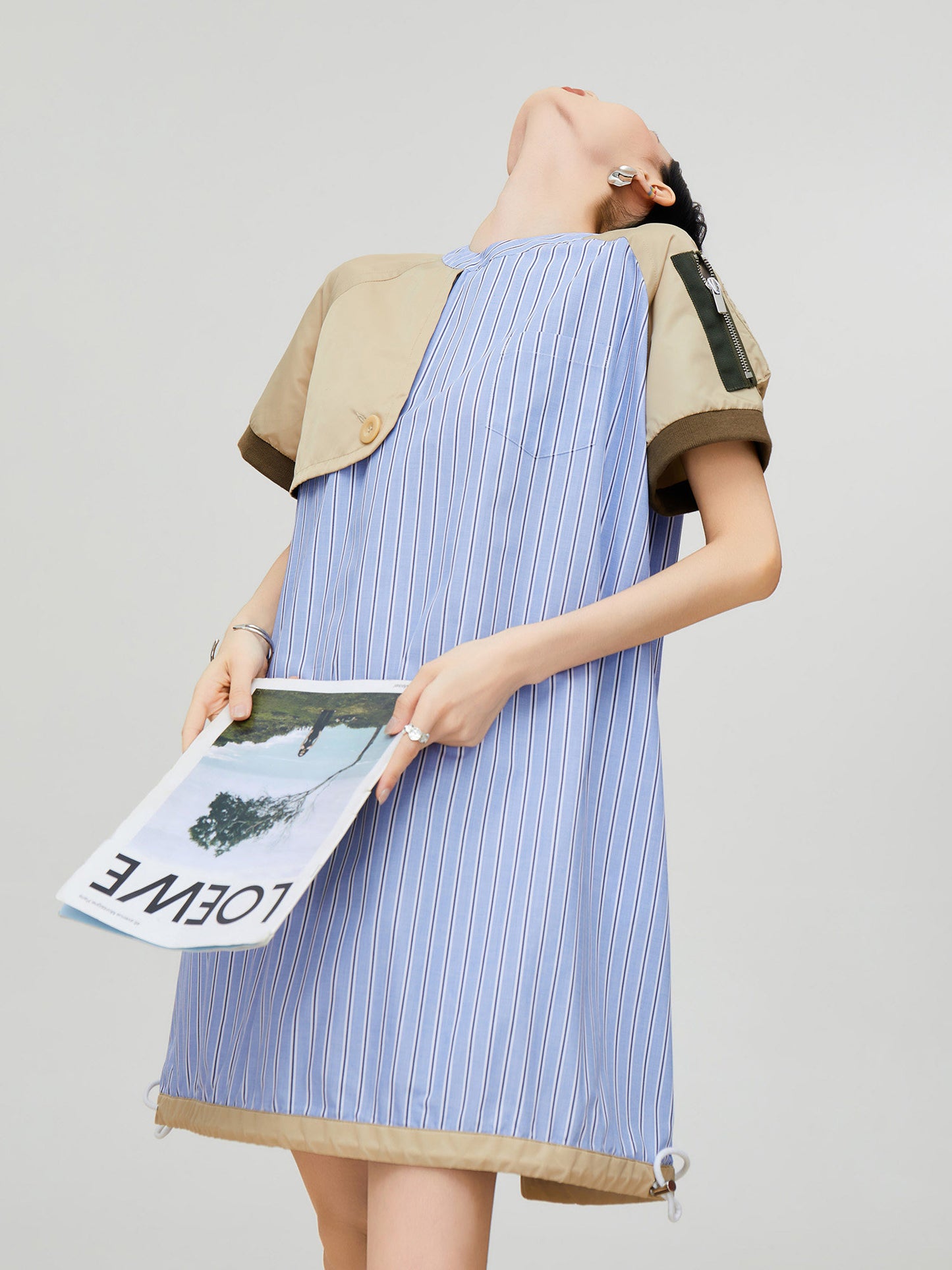 Mixed Material Docking Balloon Dress FER0357