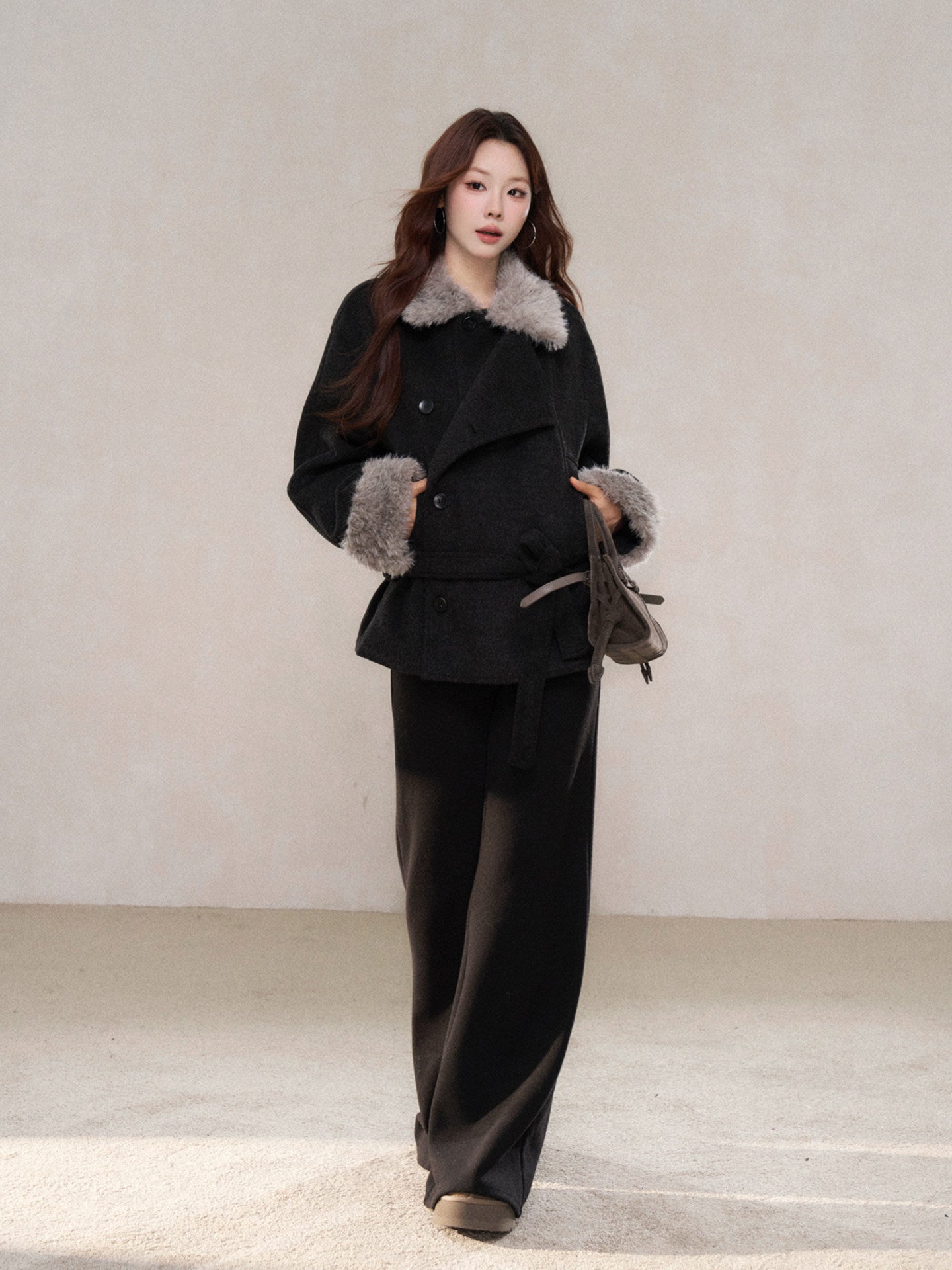 Fur Collar Mid-Length Coat WDB0009