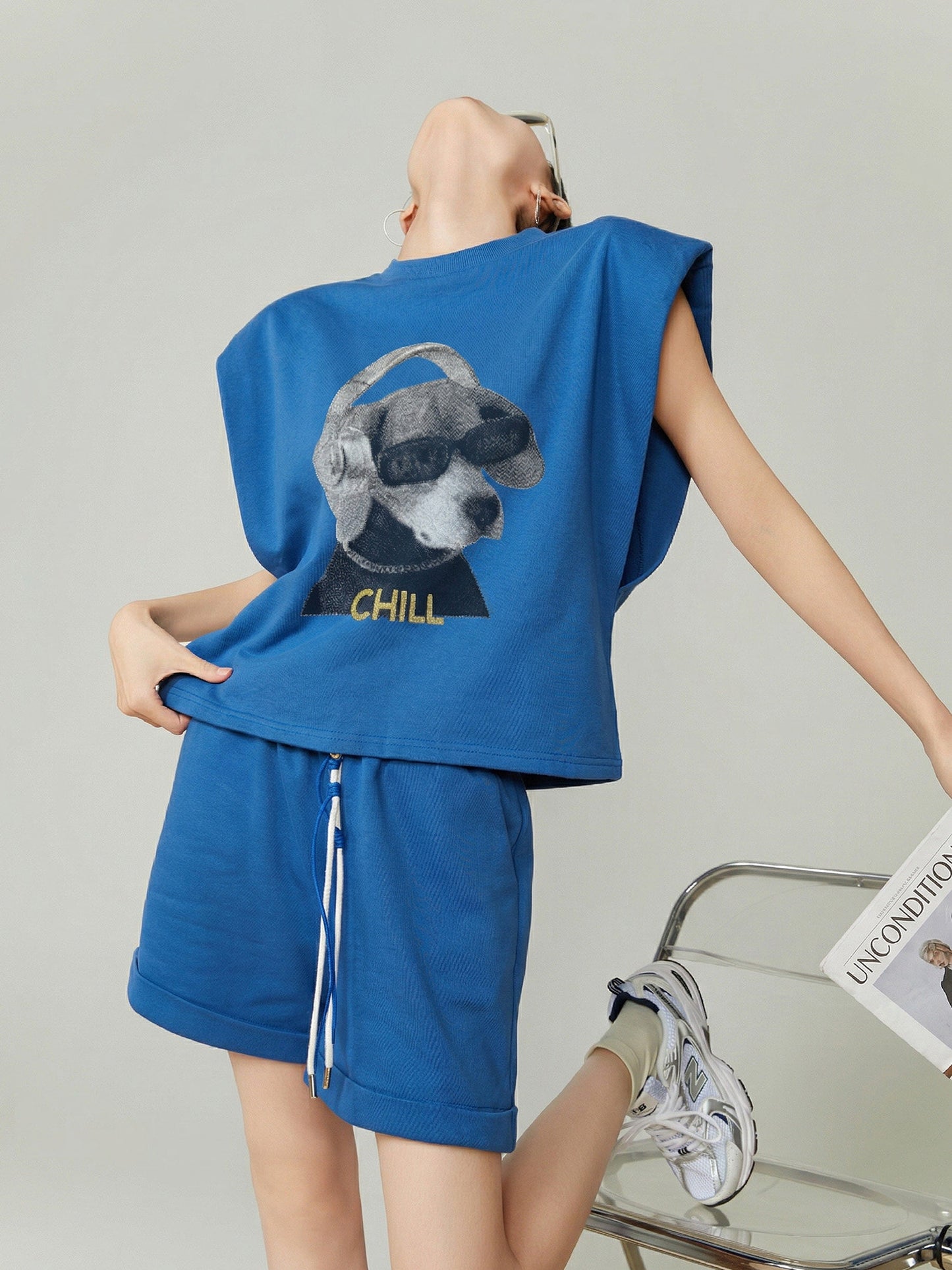 Dog Print Sleeveless Top / Shorts FER0322