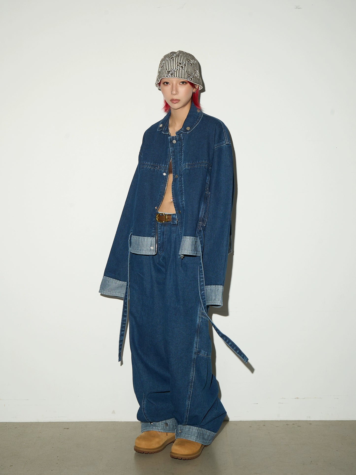 Retro Blue Denim Jacket / Wide Denim Pants MCY0011