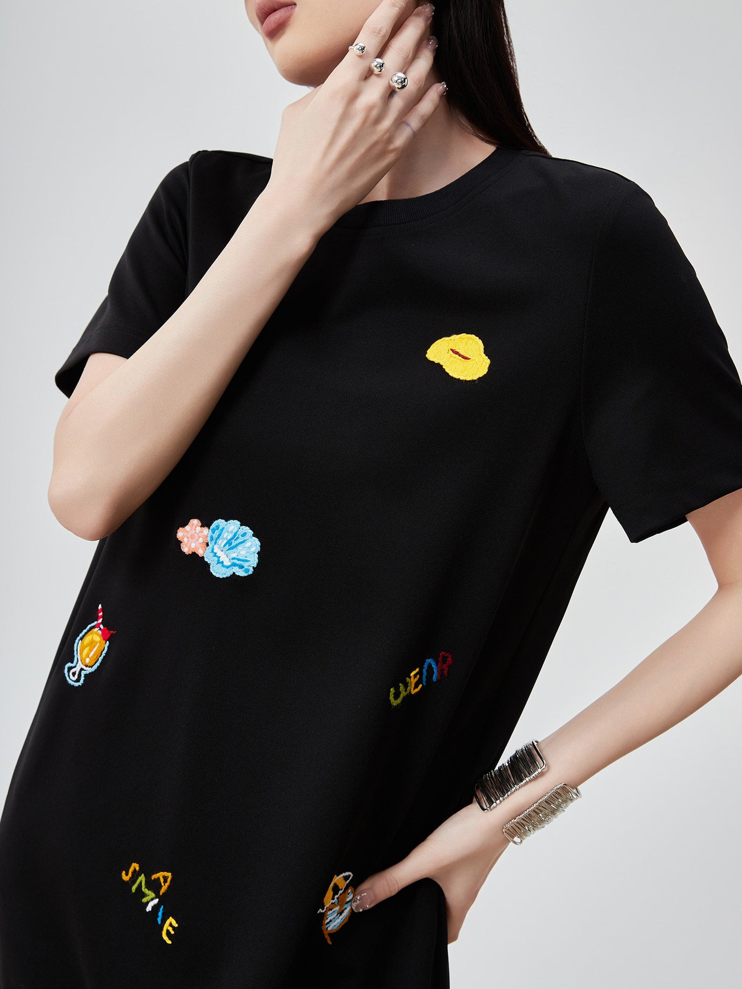 Embroidered T-Shirt Dress FER0104