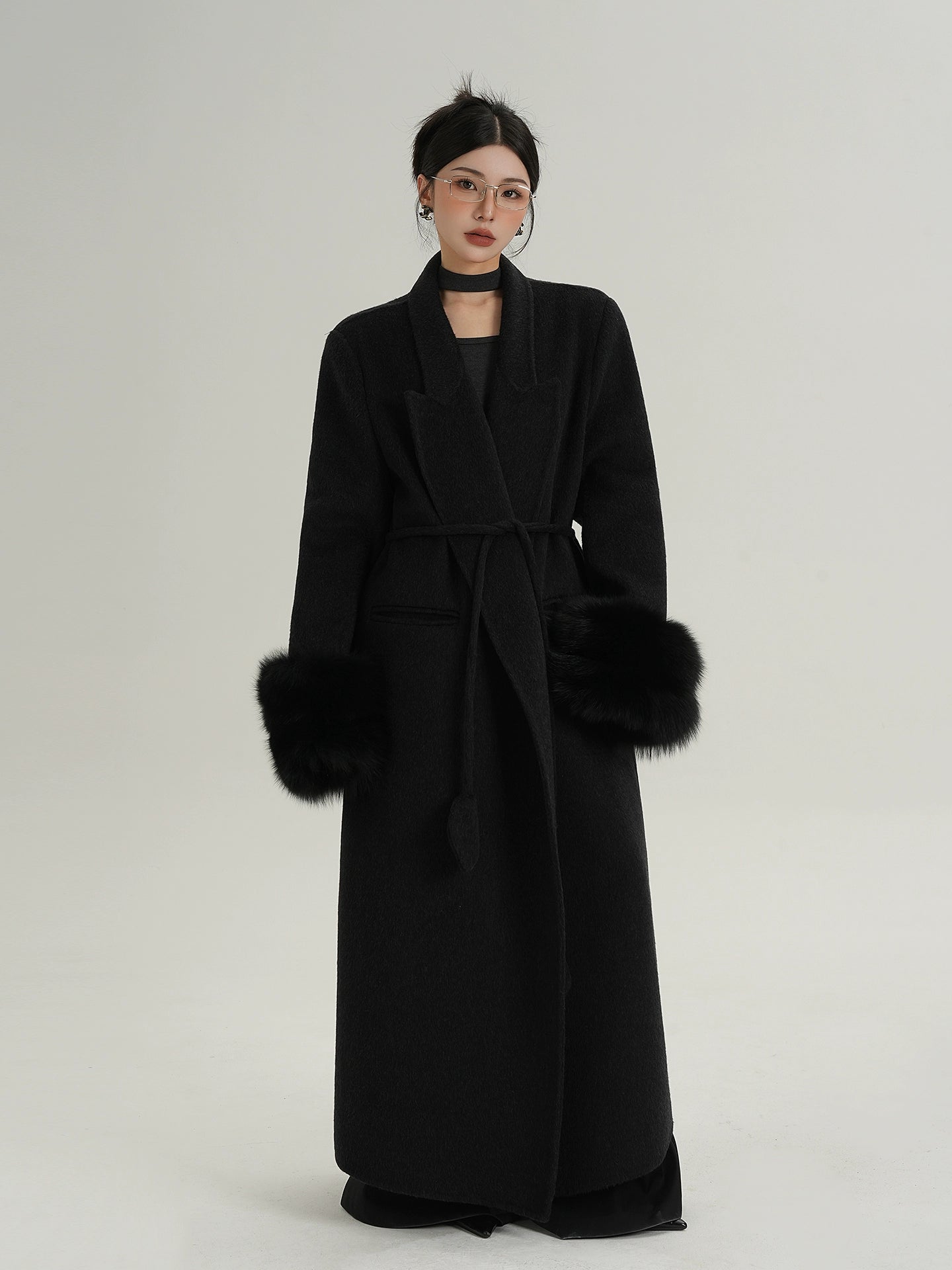 Fur Cuff Long Coat SRS0403