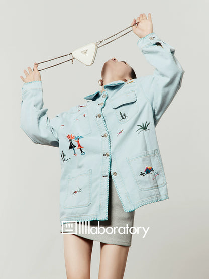 Embroidered Design Denim Shirt LLA0534