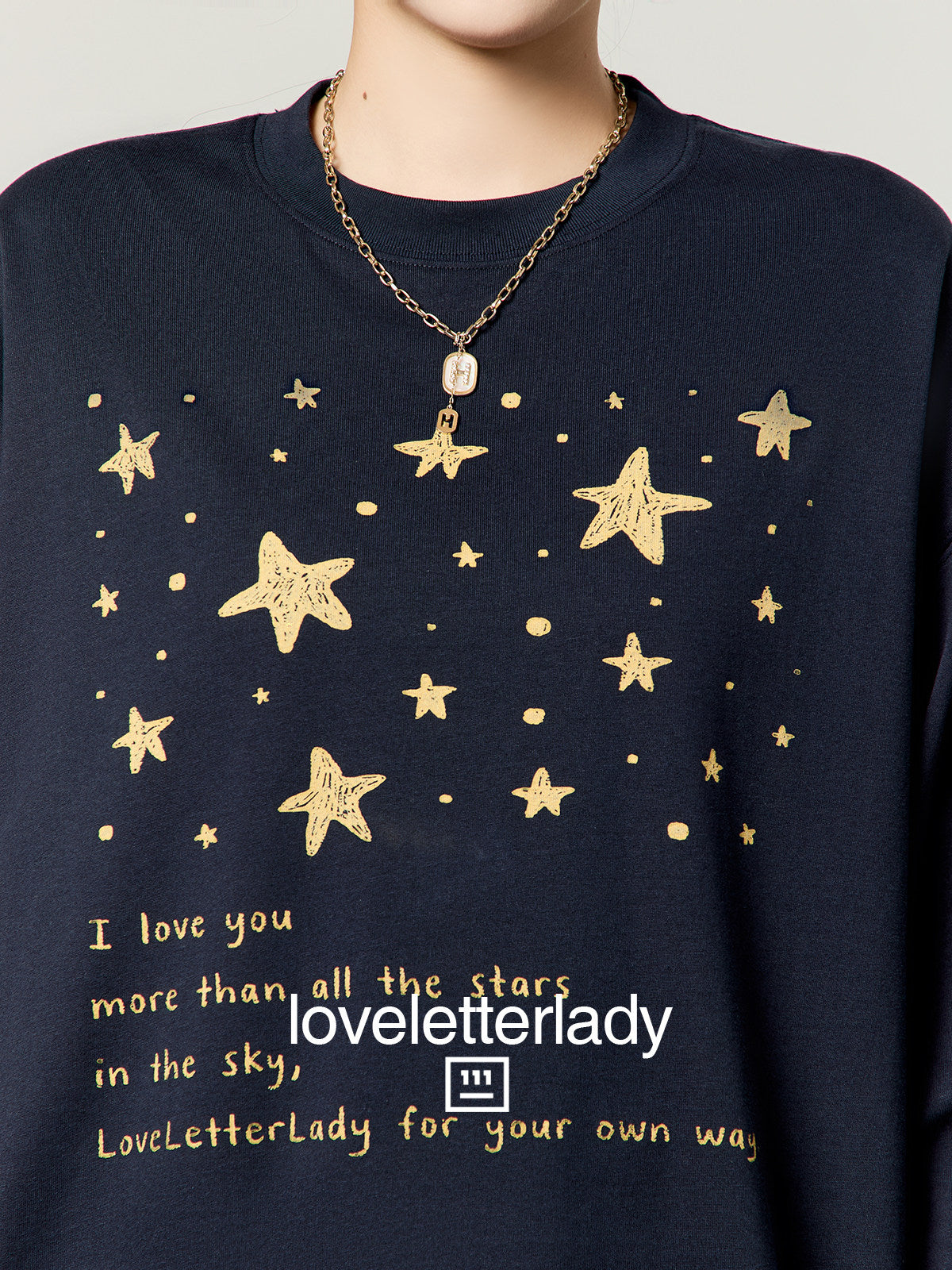 Star Print Cotton T-Shirt / Denim Mini Skirt LLA0661