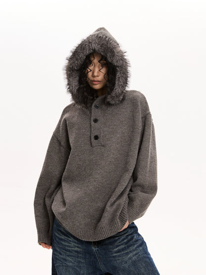 Fur Hood Knit Top VAT0019